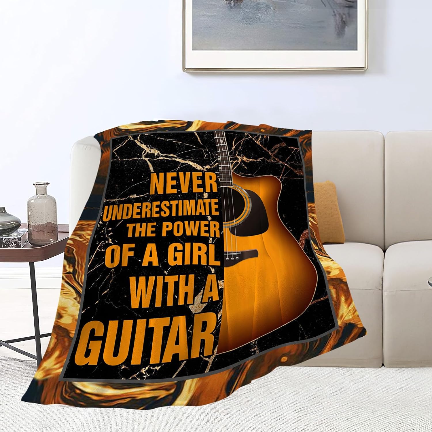 Music Gifts Guitar Blanket Rock and Roll Throw Blankets