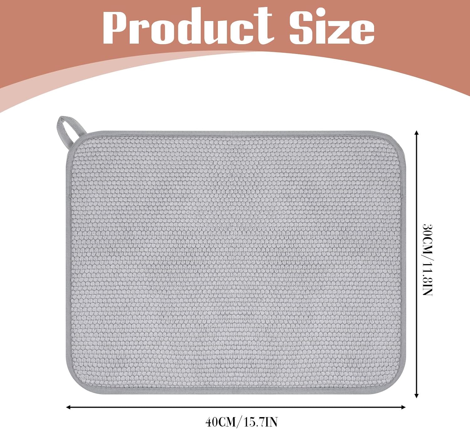 Microfiber Small Dish Drying Mat, Absorbent Dish Drying Mats for Kitchen Counter, 15.74 X 11.8 Inch, Dishes Dry Pad for Countertops Sinks Draining Racks (Gray)