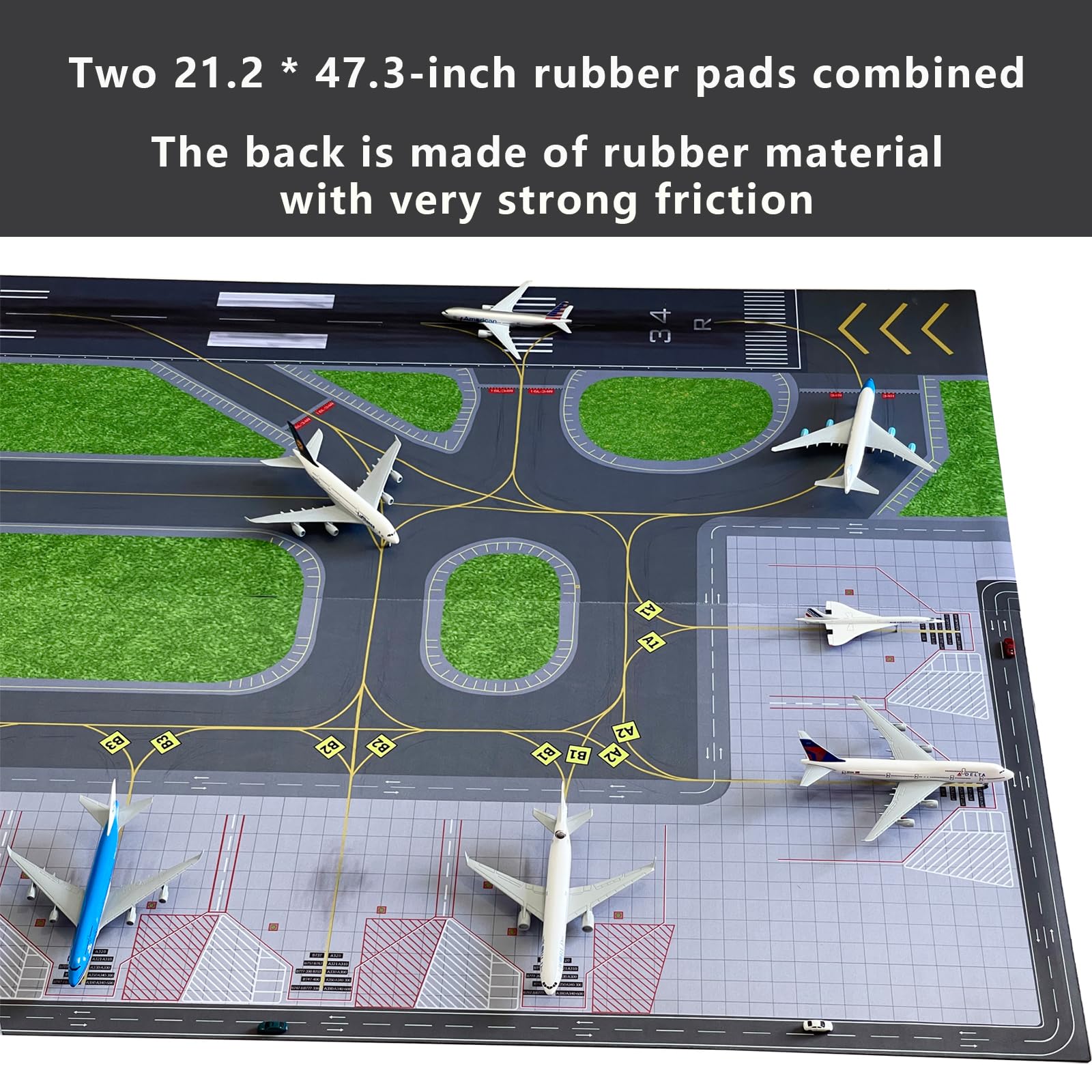 Gummi-Flughafen-Matte im Maßstab 1:400, repliziert eine realistische Flugzeug-Landebahn-Szene, große Flughafen-Matte zum Ausstellen und Sammeln