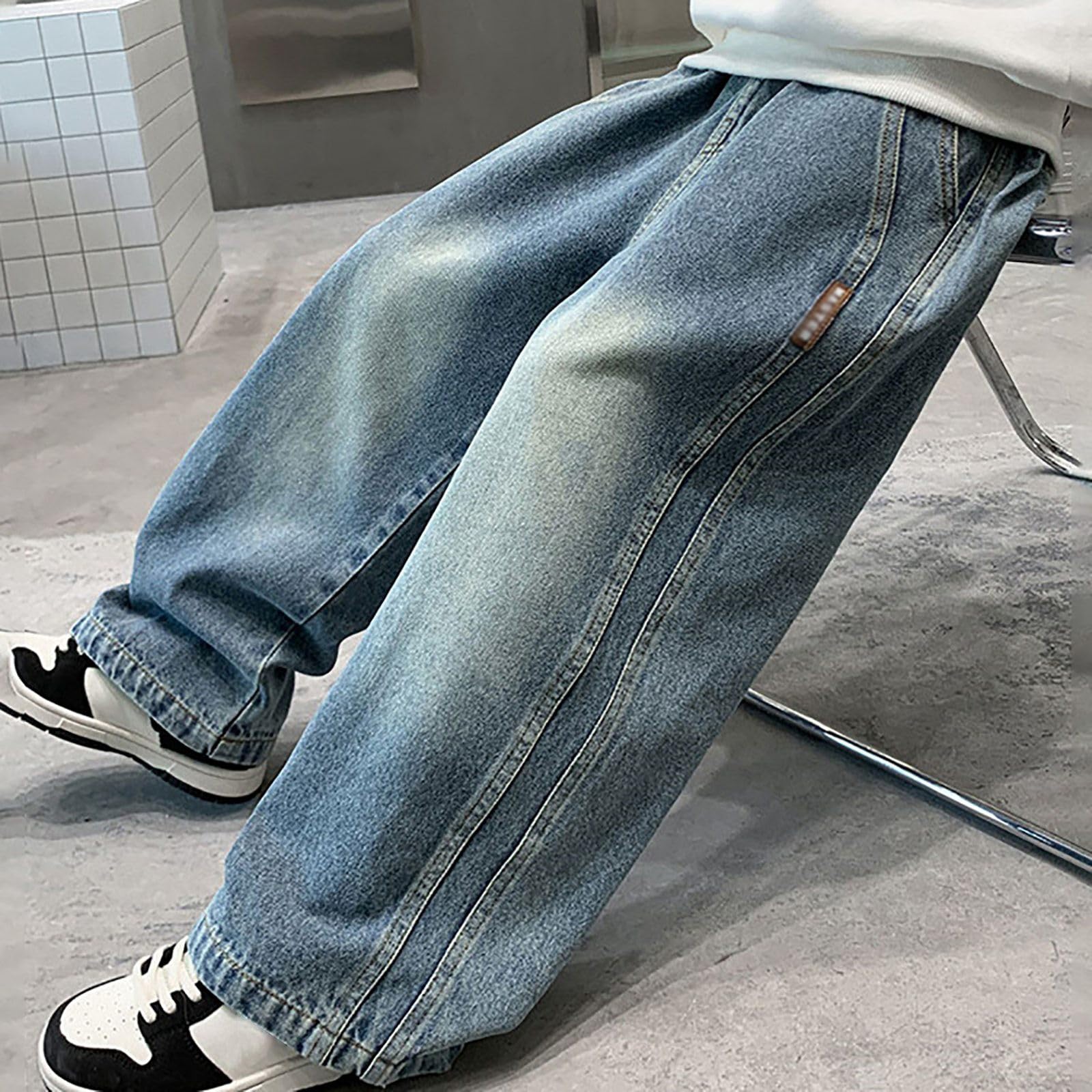Générique Jean Large Enfant GarçOn - Jeans pour garçons - salopettes décontractées de printemps pour garçons - pantalons à jambes droites et larges