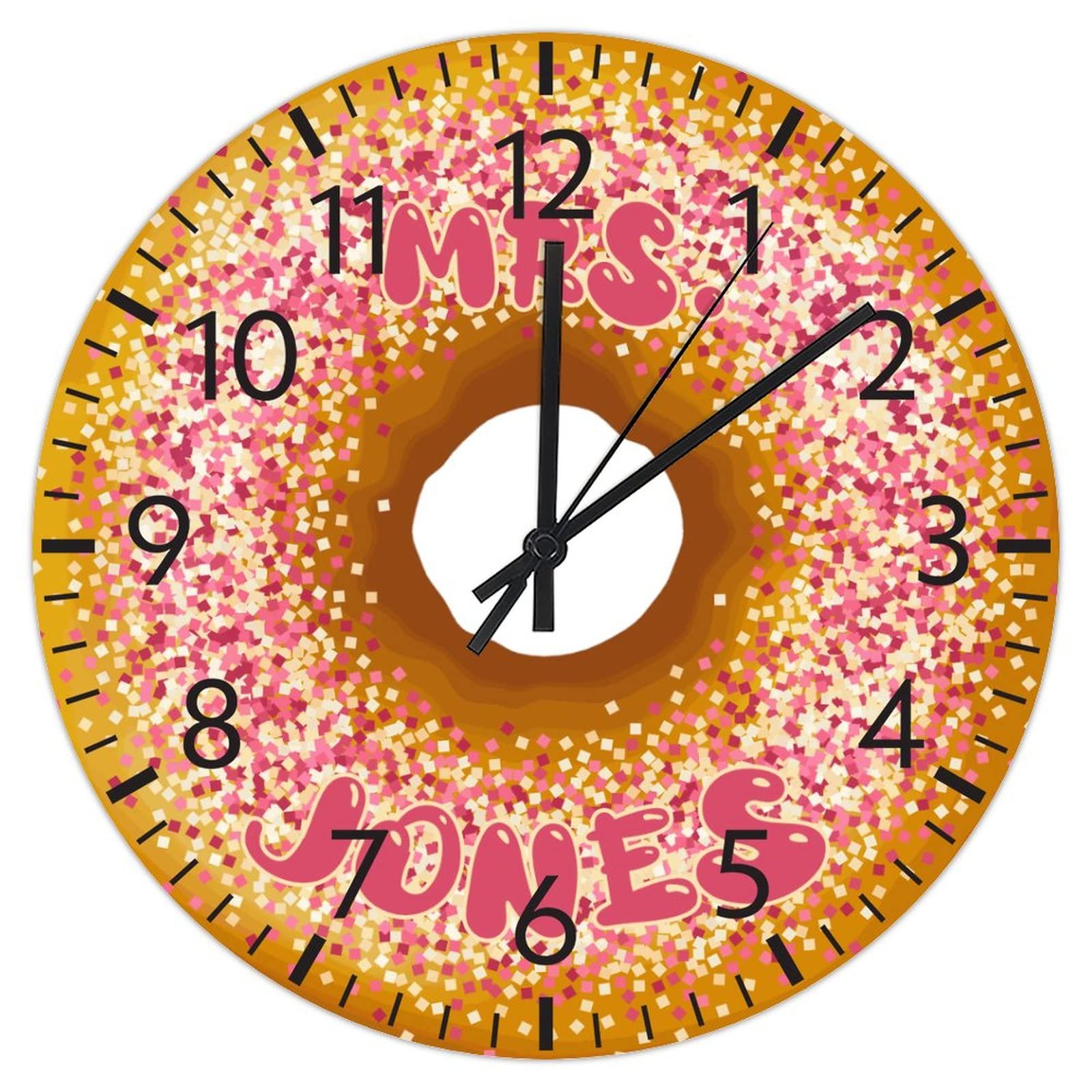Horloge murale donut en PVC de 30 cm silencieuse pour cuisine et chambre