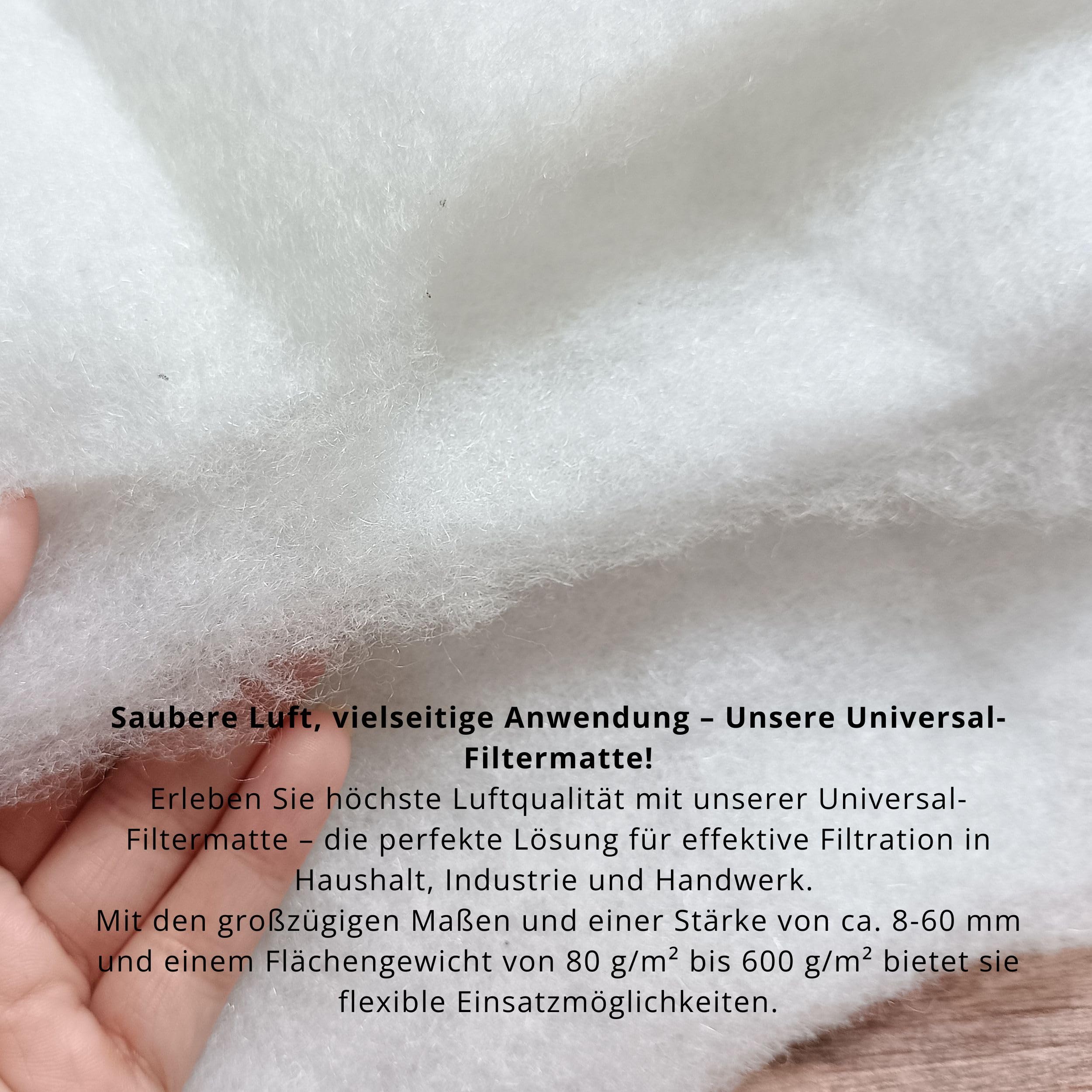 Filterrolle 3,2qm - 2m x 1.6m -(12mm dicke)- Filtermatte weiß zuschneidbar - Luftfiltermatte Universal Filtervlies waschbar Abluftfilter Staubsaugerfilter