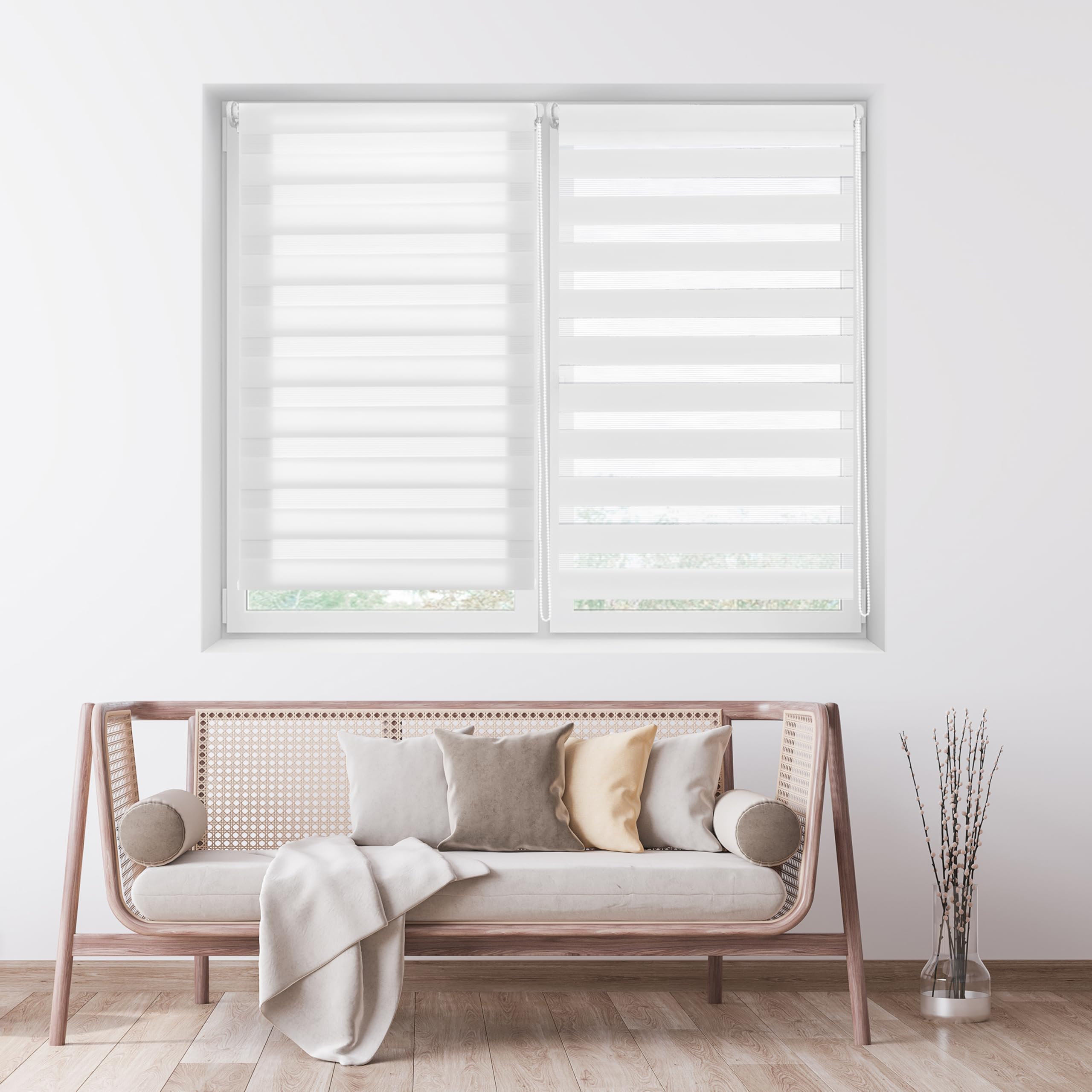 Store enrouleur jour et nuit sans perçage blanc cassé 47x180 cm