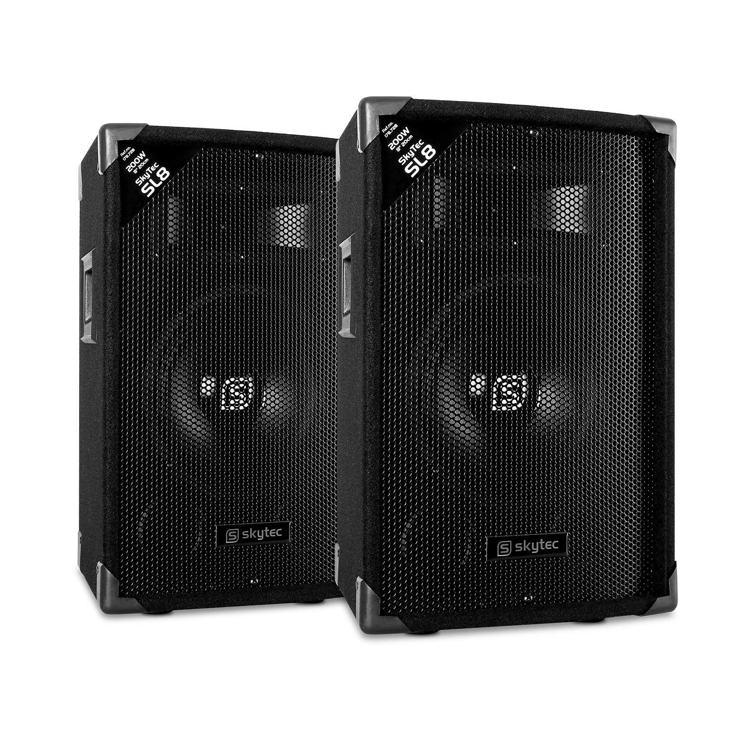 SkyTec SL8 Coppia di scatole passive 8" Woofer 200 Wmax/400 W punta 2 vie Bass Reflex Piezohorn