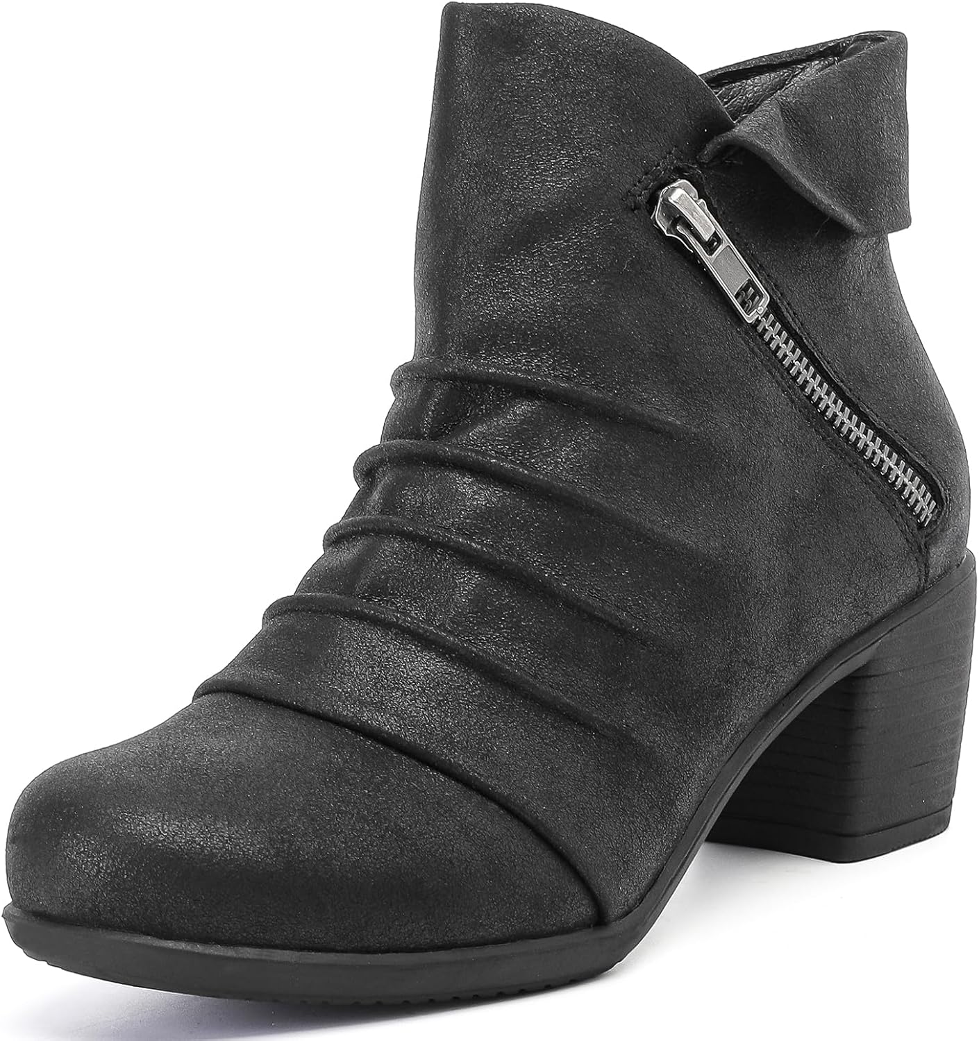 Women's Ankle Boots Casual Fashion Ladies Chunky Heeled Booties Comfortable Low Mid Heel Round Closed Toe Fall Winter Boots for Women.