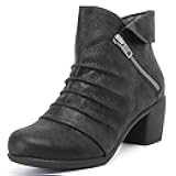 Women's Ankle Boots Casual Fashion Ladies Chunky Heeled Booties Comfortable Low Mid Heel Round Closed Toe Fall Winter Boots for Women.