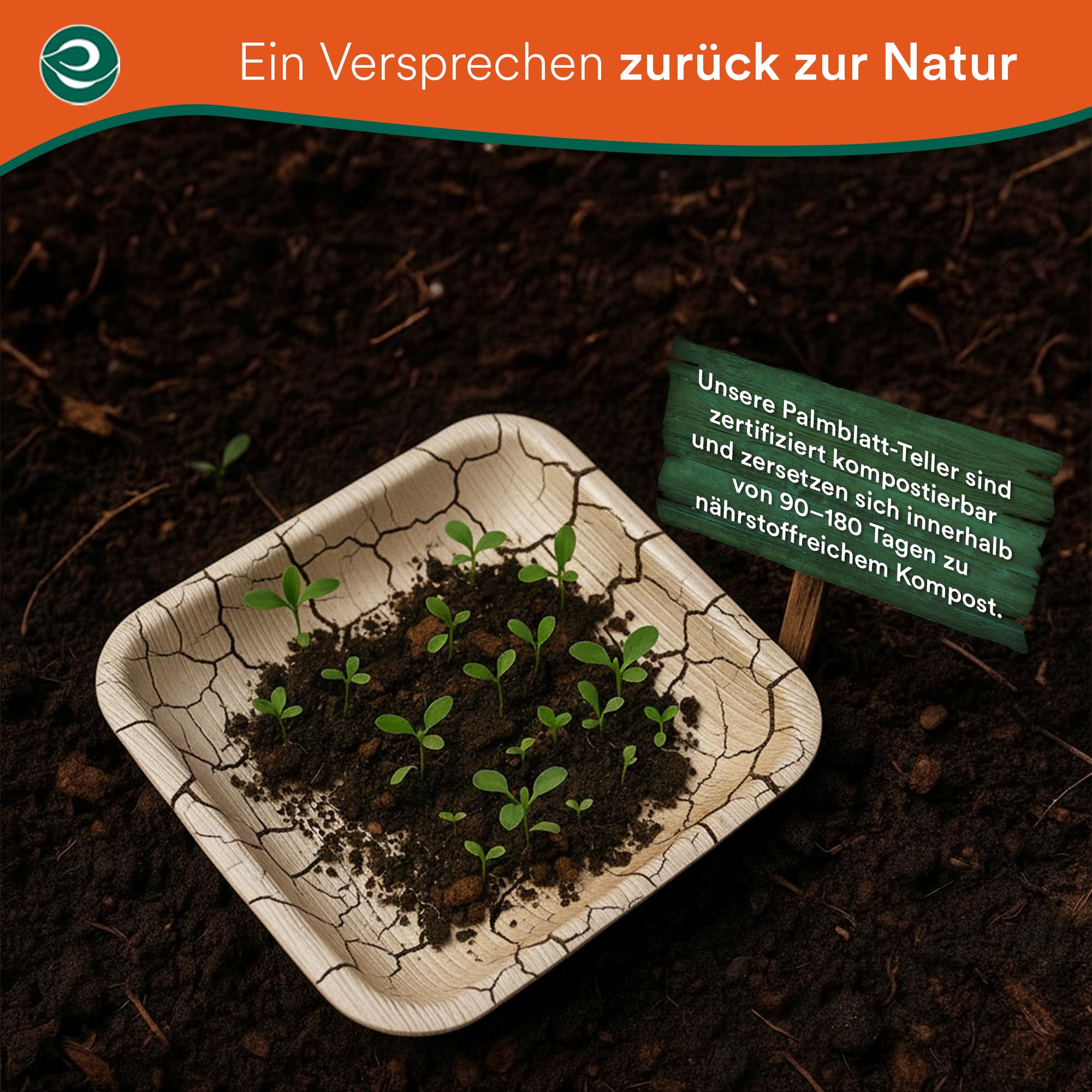 ECO SOUL Bambus teller 10"(25 cm) Palmblatt teller Einwegteller(100 Stück) | 100% natürliches Palmblatt, Extra stabil für heiße & kalte Speisen, Fett & schnittfest, Kompostierbare Alternative zu Plast