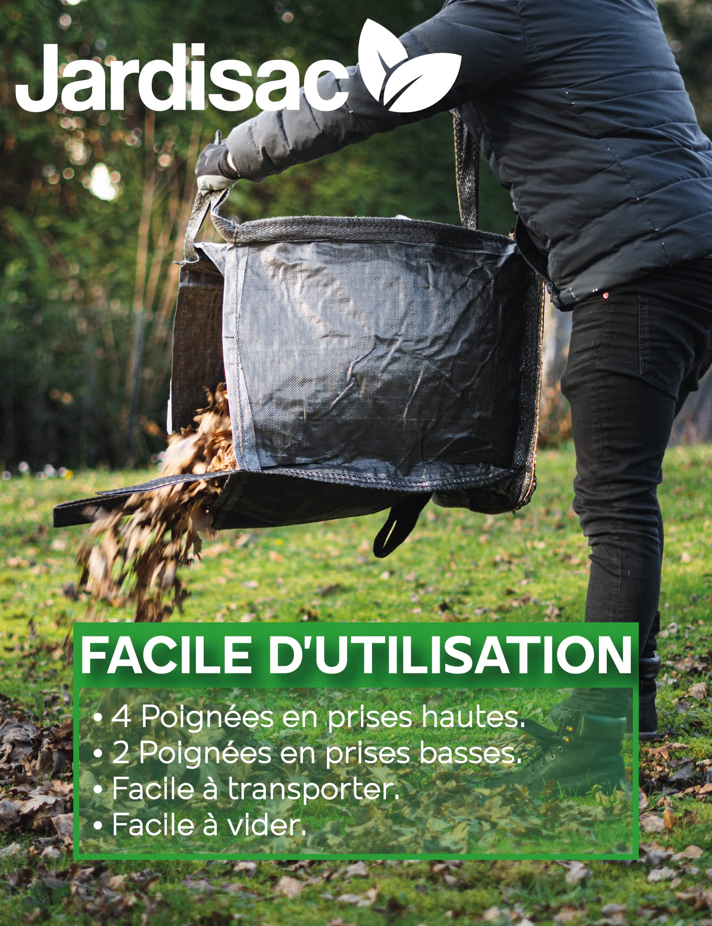 Bolsa de jardín profesional - Ultra resistente y reutilizable - Gran capacidad 150 L - Lote de 10 unidades