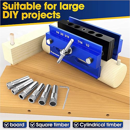 Miniatura 2 de TRAVEANT Kit de plantilla de clavija autocentrante, juego de bujes guía de taladro, herramientas de trabajo de madera, taladro y accesorios, guía de