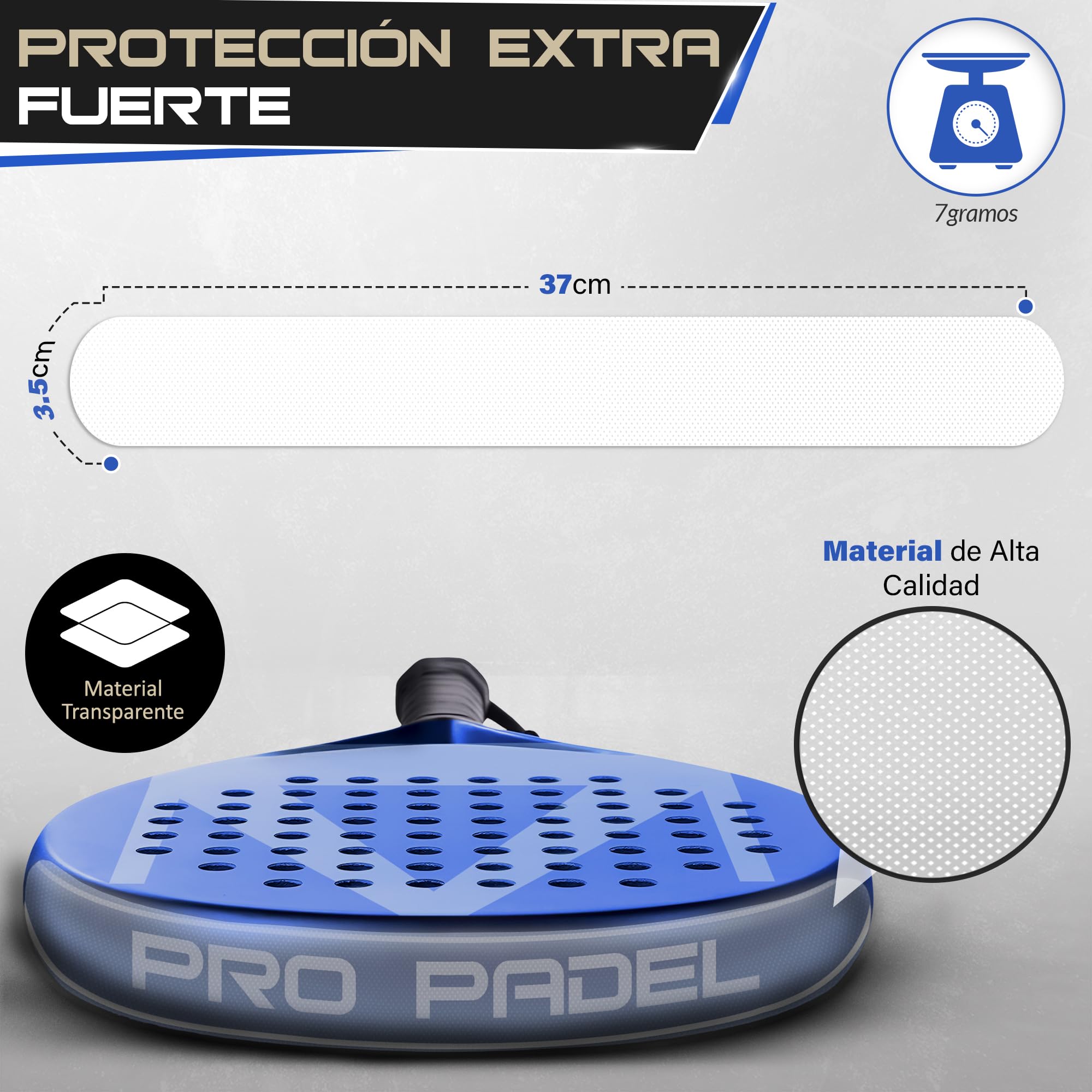 Protector Pala de Pádel Transparente Pack 2 3,5 x 37 cm Alta Protección
