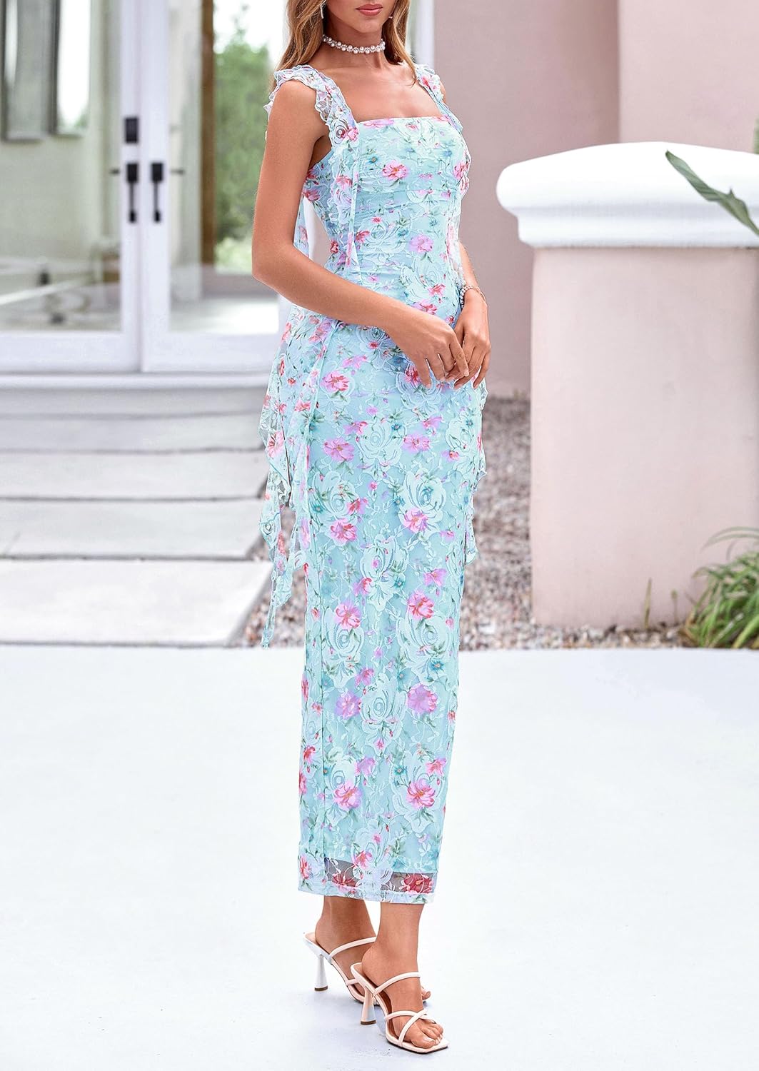 PRETTYGARDEN Womens Spring Formal Dress 2026 Summer Elegant Sleeveless Floral Lace Cocktail Wedding Guest Maxi Long Dresses