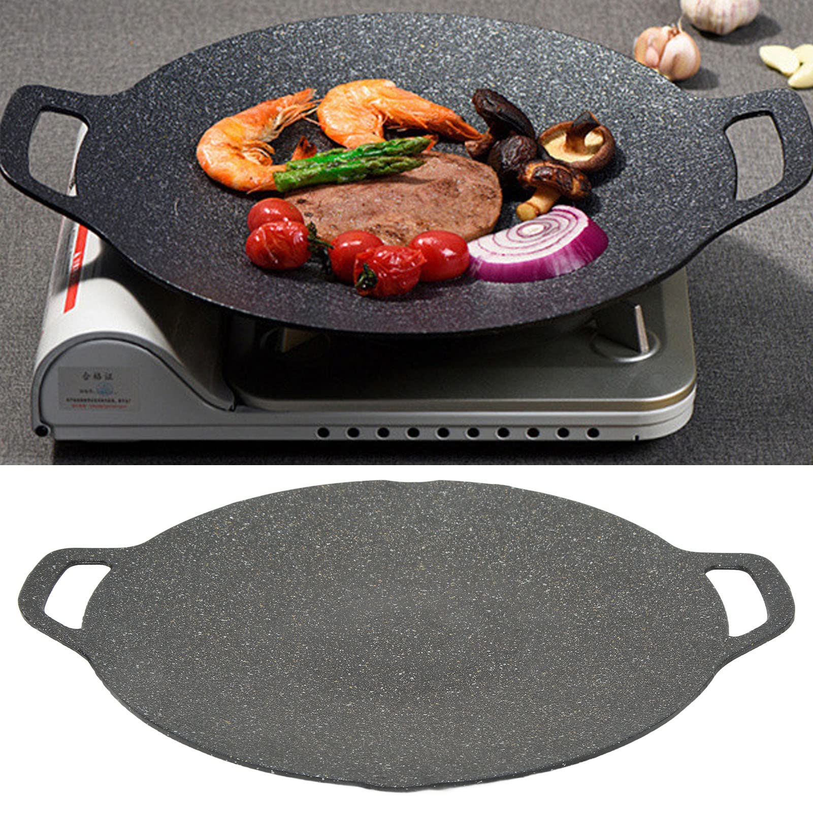 Poêle à griller coréenne, 27,9 cm, 33,1 cm, 38,1 cm, poêle coréenne, revêtement antiadhésif à 6 couches, plaque de cuisson ronde pour griller en intérieur et en extérieur (30 cm)