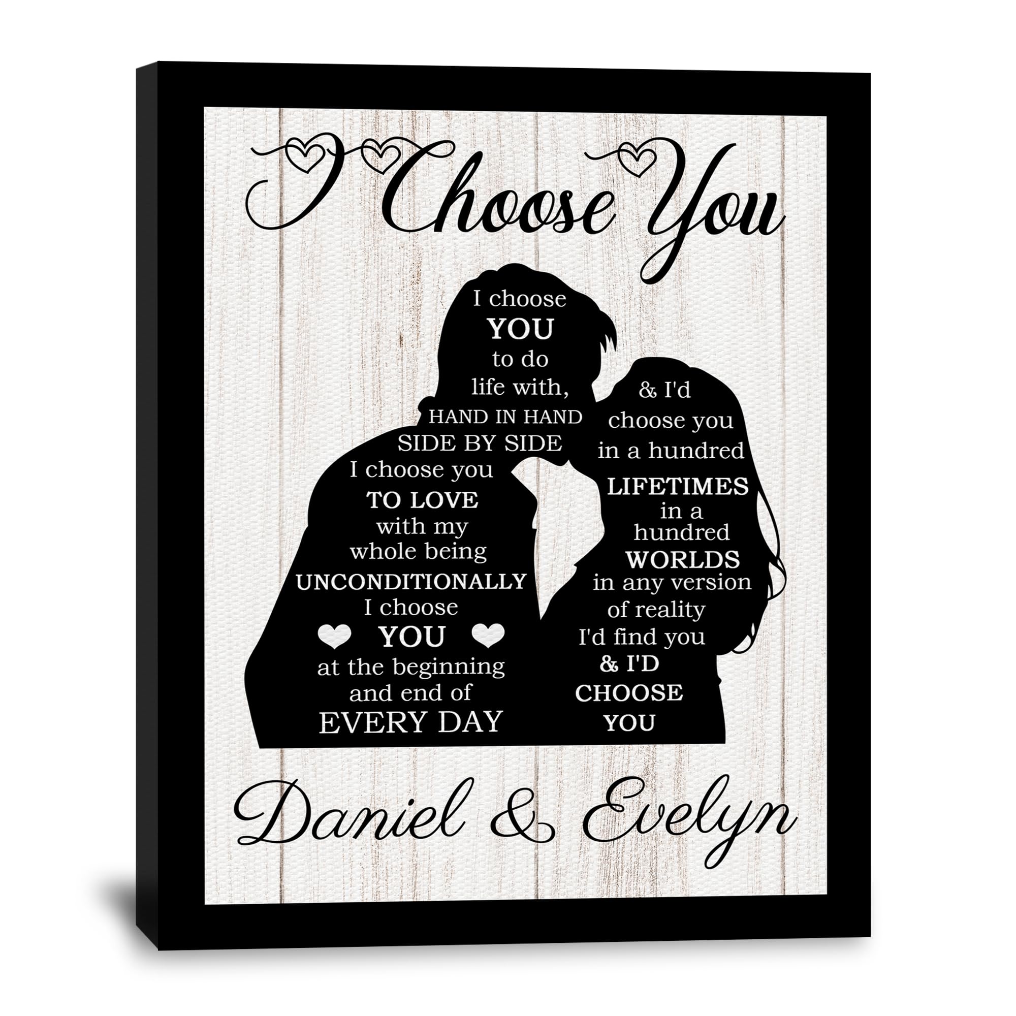 Personalized I Choose You Canvas Wall Art, Customized Valentines Day Anniversary Birthday Couples Gifts for Boyfriend Girlfriend Him Her Husband Wife, Custom Puzzle Canvas Prints with Names Framed