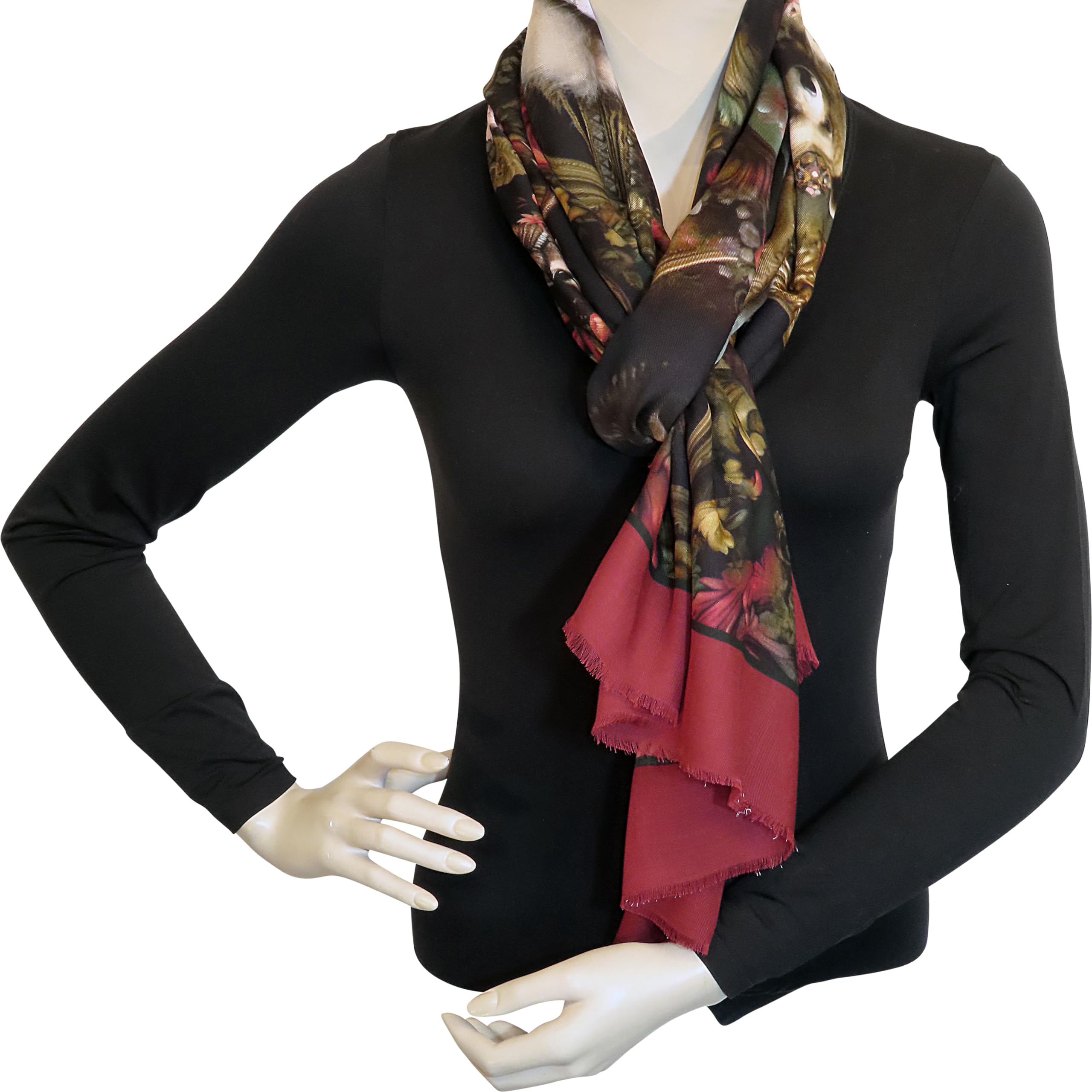 Alexandra Maxa Schal Damen „Fröhliche Tiermotive“ – weicher Modal Damenschal mit stilvoll gekleideten Tieren – großer Designer Schal – modisches Accessoire & Geschenk für Tierliebhaber