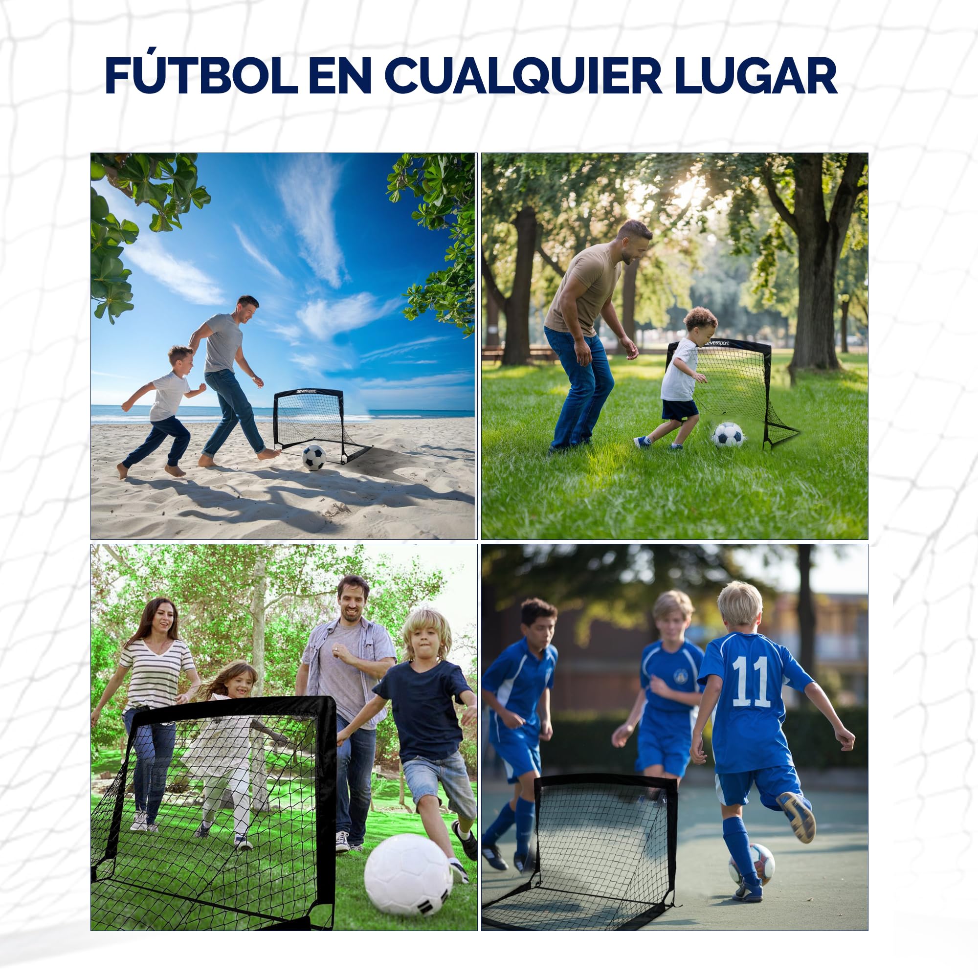 DEVESSPORT 2 Porterías Fútbol Niños | Porterías de Fútbol para Niños Exterior e Interior | Porterías Infantil Plegable y Resistente | Porterías de Fútbol para Niños Fácilmente Trasnportable