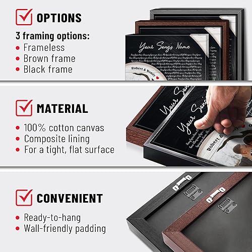 Vista 220 de H-DEWALL Letras de canciones personalizadas con marco, arte de pared musical personalizado para él, decoración sentimental y regalo inspirador