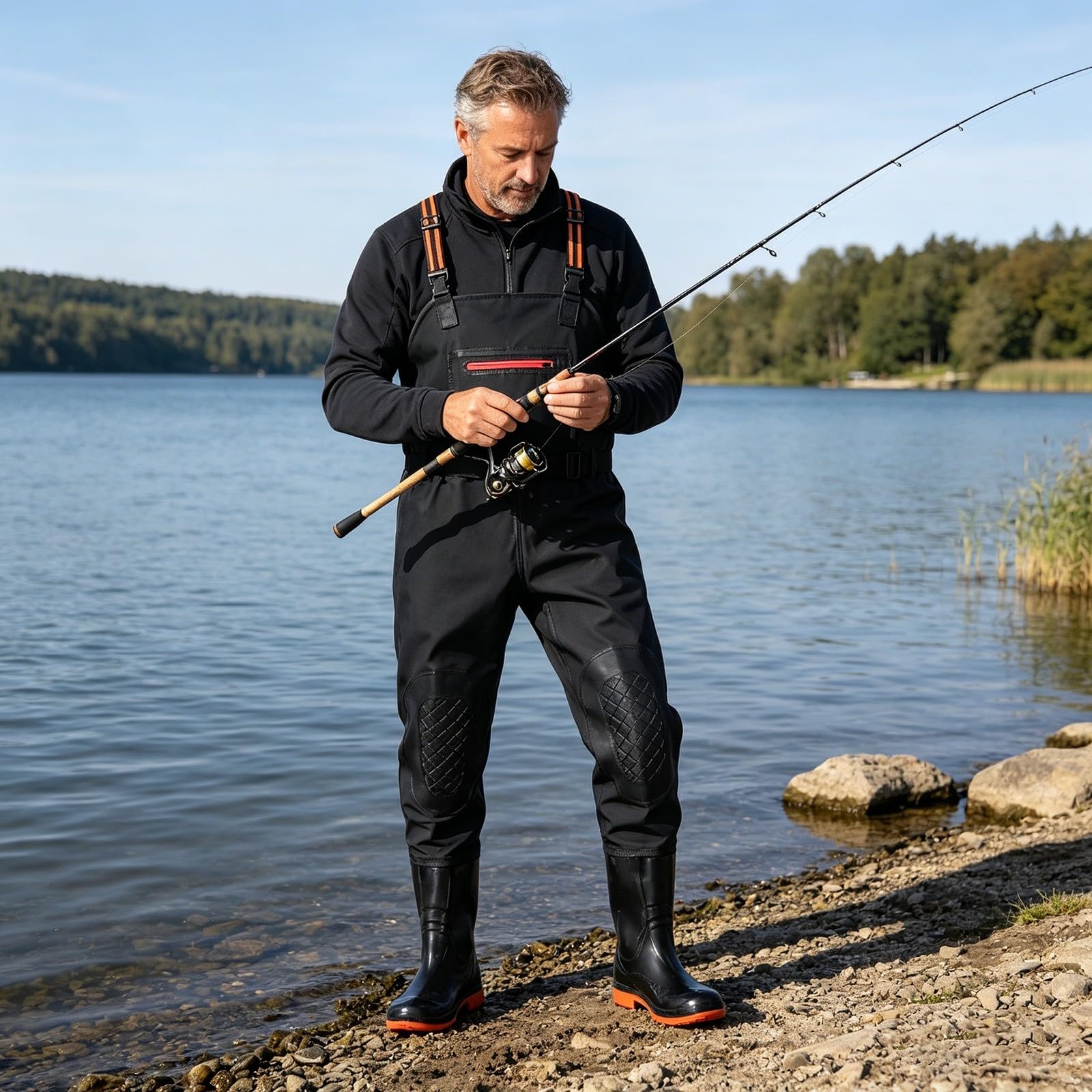 Trampolieri da pesca impermeabili per uomini e donne con stivali per mosca, pesca grossolana, pesca alla carpa, giardinaggio, caccia, tuta traspirante con pettorina e bretelle, vestiti per