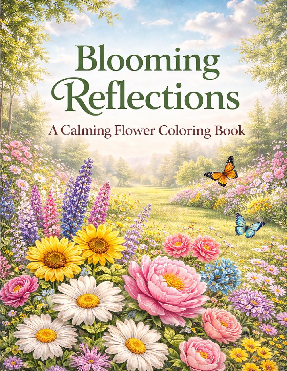 Blooming Reflections: A Calming Flower Coloring Book
