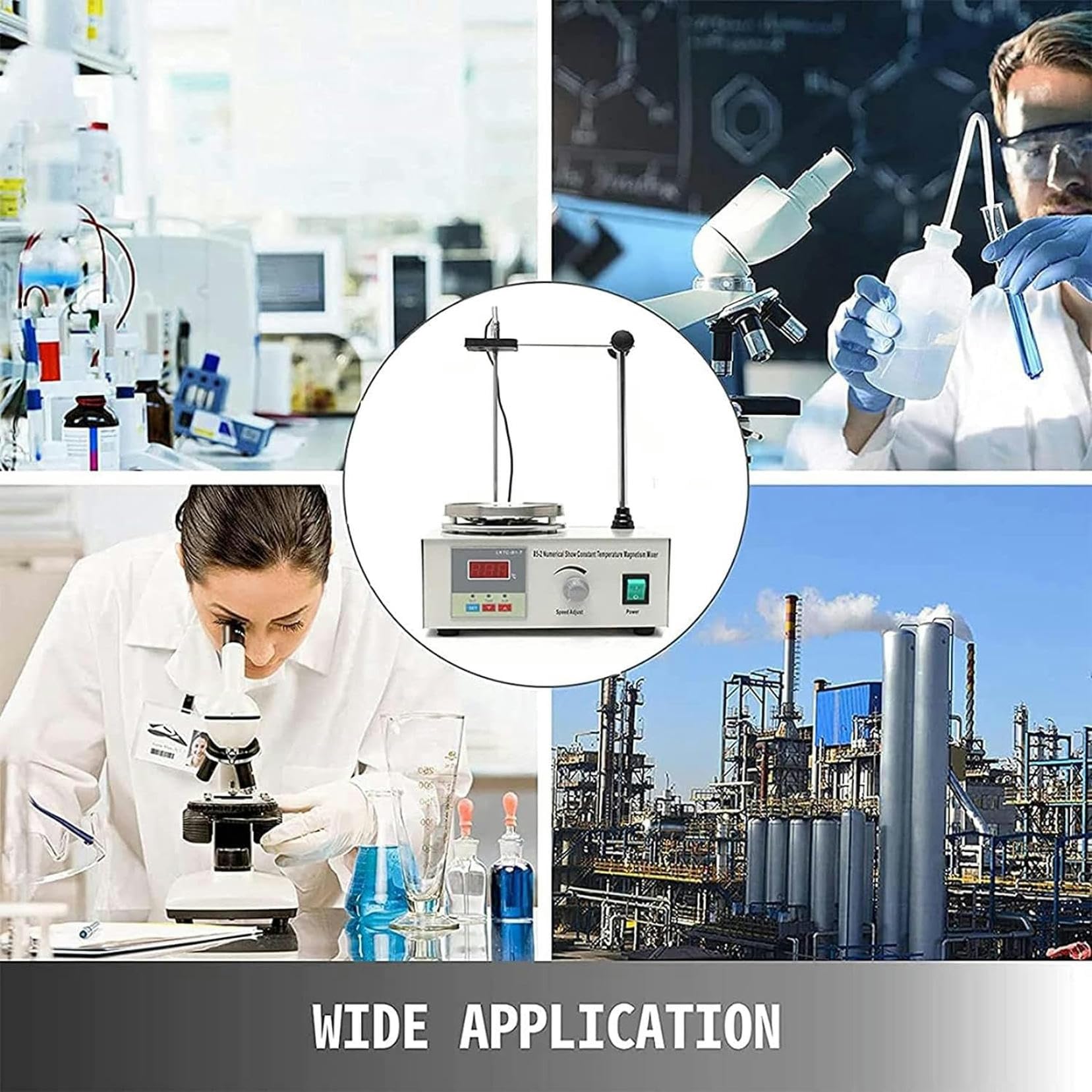 Laboratoryjne mieszadło magnetyczne, mieszadło magnetyczne z ogrzewaniem, 0-2200 obr./min, ciągła kontrola prędkości do badań, pojemność 1000 ml, idealny do eksperymentów laboratoryjnych