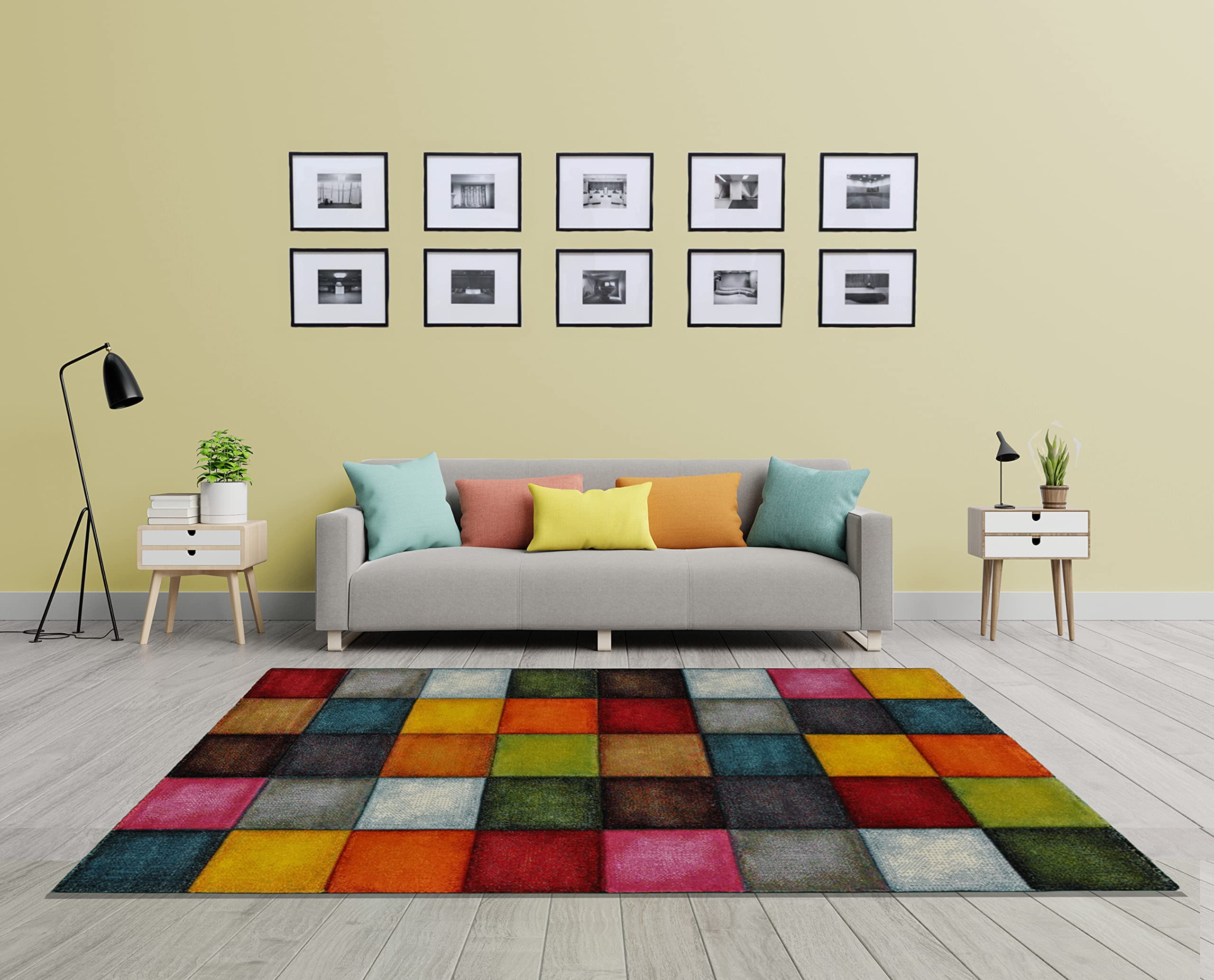 Mia´s Teppiche Emerald Modern Designer Rug Multi-Coloured Chequered Squares 120 x 170 cm