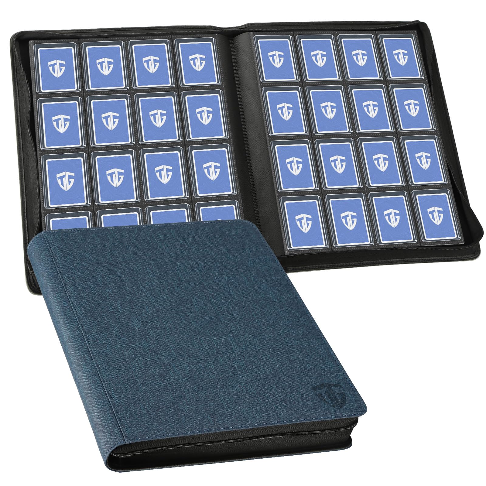 TCGUARD Toploader Sammelkarten Album für 640, 16 Fächer Card Binder mit Hüllen für 3