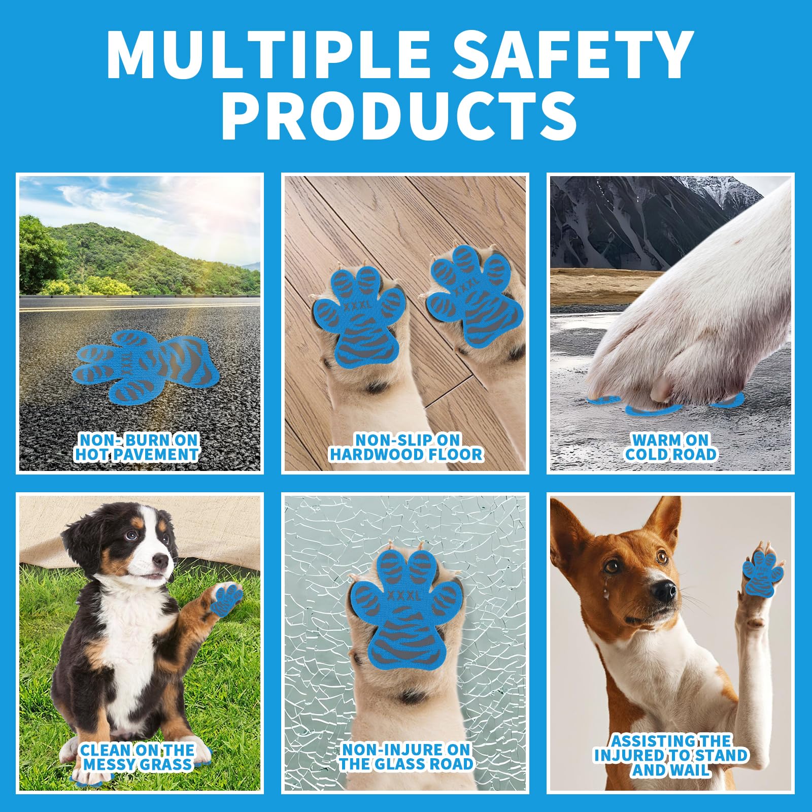 Multi-Color Dog Paw Pads - Senior Dog Toe Grips for Hot Pavement & Anti-Slip Traction Boots (S, 40pcs)