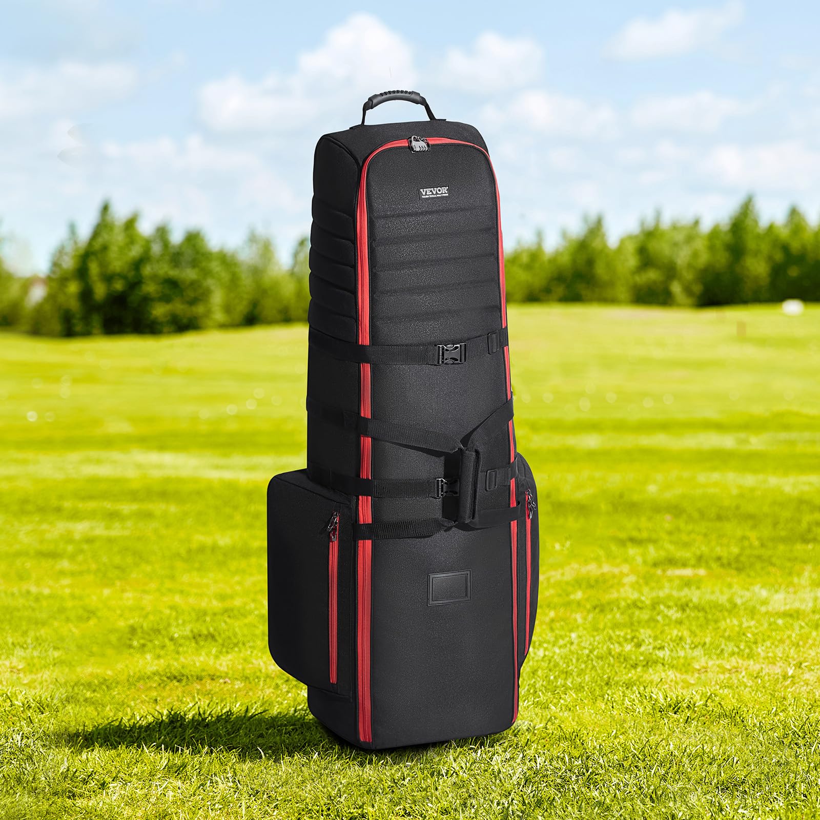 VEVOR Borsa da Viaggio per Golf, Custodia Morbida da Viaggio per Esterni, in Poliestere Oxford 1800D Resistente, Impermeabile, Imbottita con Ruote, Borsa Pieghevole per Mazze da Golf per Aereo
