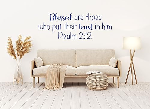 Miniatura 7 de Vinilo religioso para pared, versículo de la Biblia, Salmo 2:12, Benditos son aquellos que ponen su confianza en él, decoración cristiana para el
