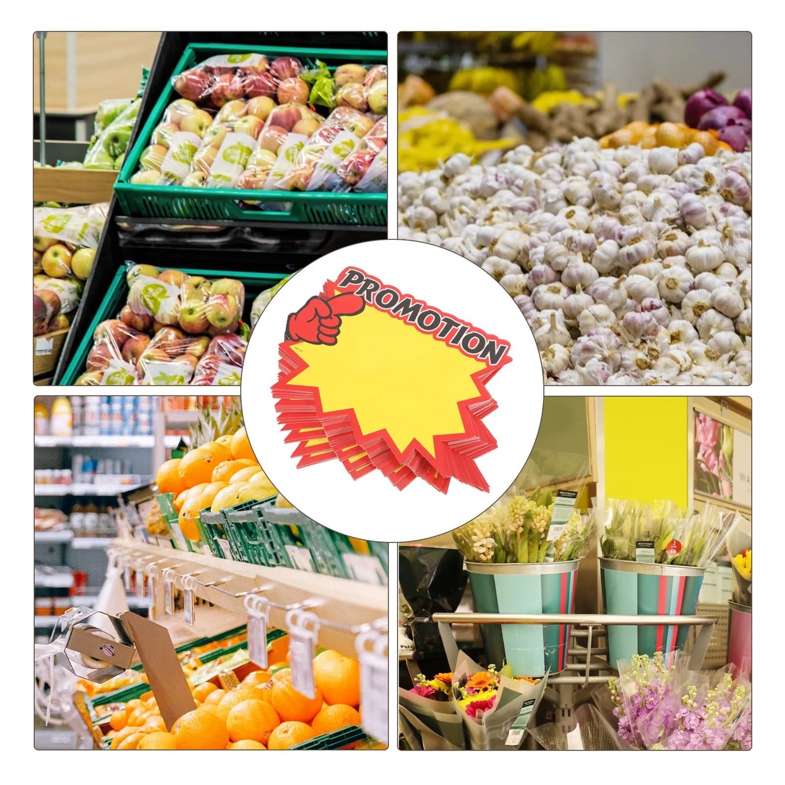 Lot de 100 étiquettes de prix en papier jaune vif pour petits magasins de vente au détail
