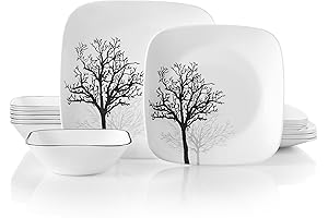 Corelle Vitrelle: Unbreakable 18-Piece Dinnerware Set for 8 in Sophisticated Black and White