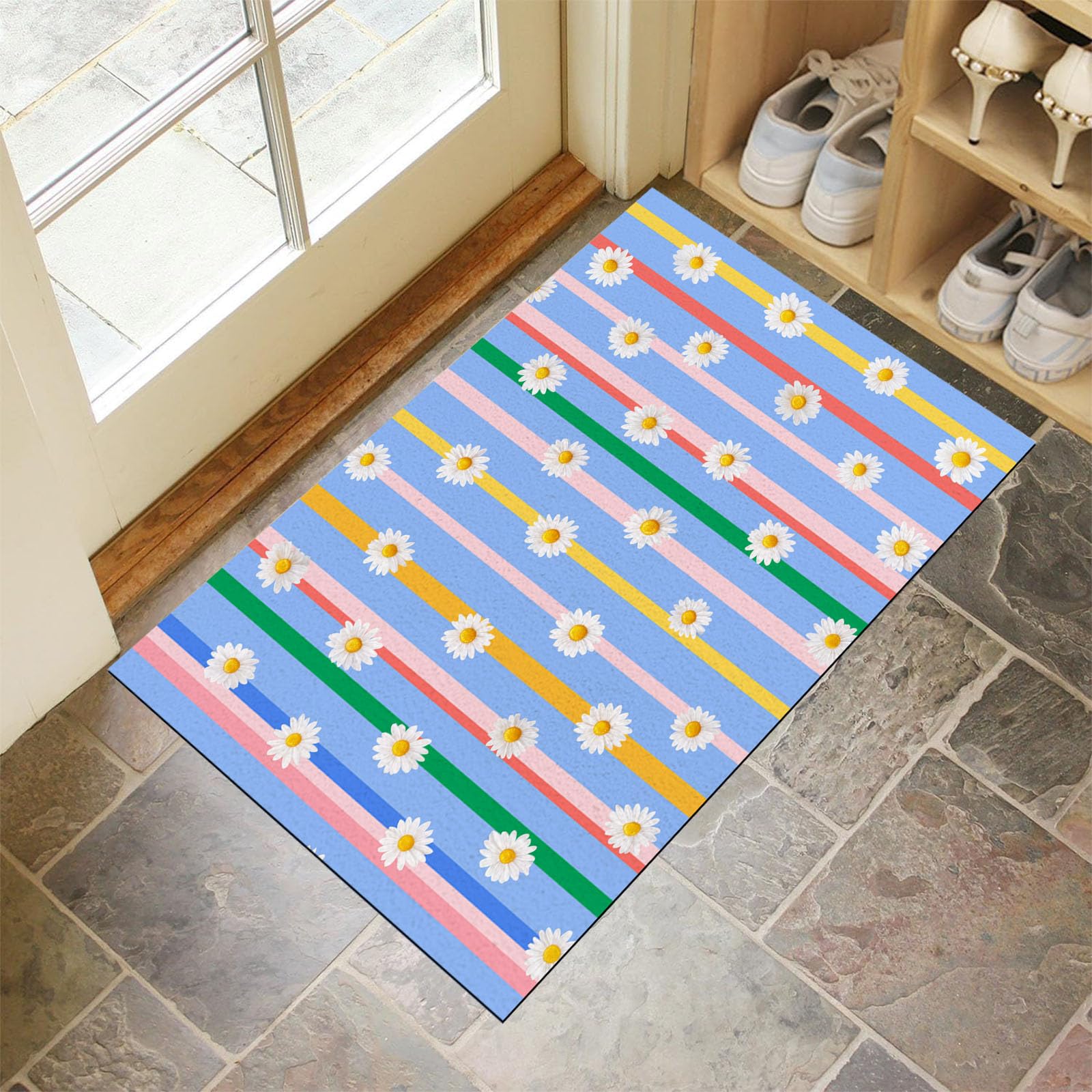 Tapis de sol intérieur paillasson motif floral minimaliste doux