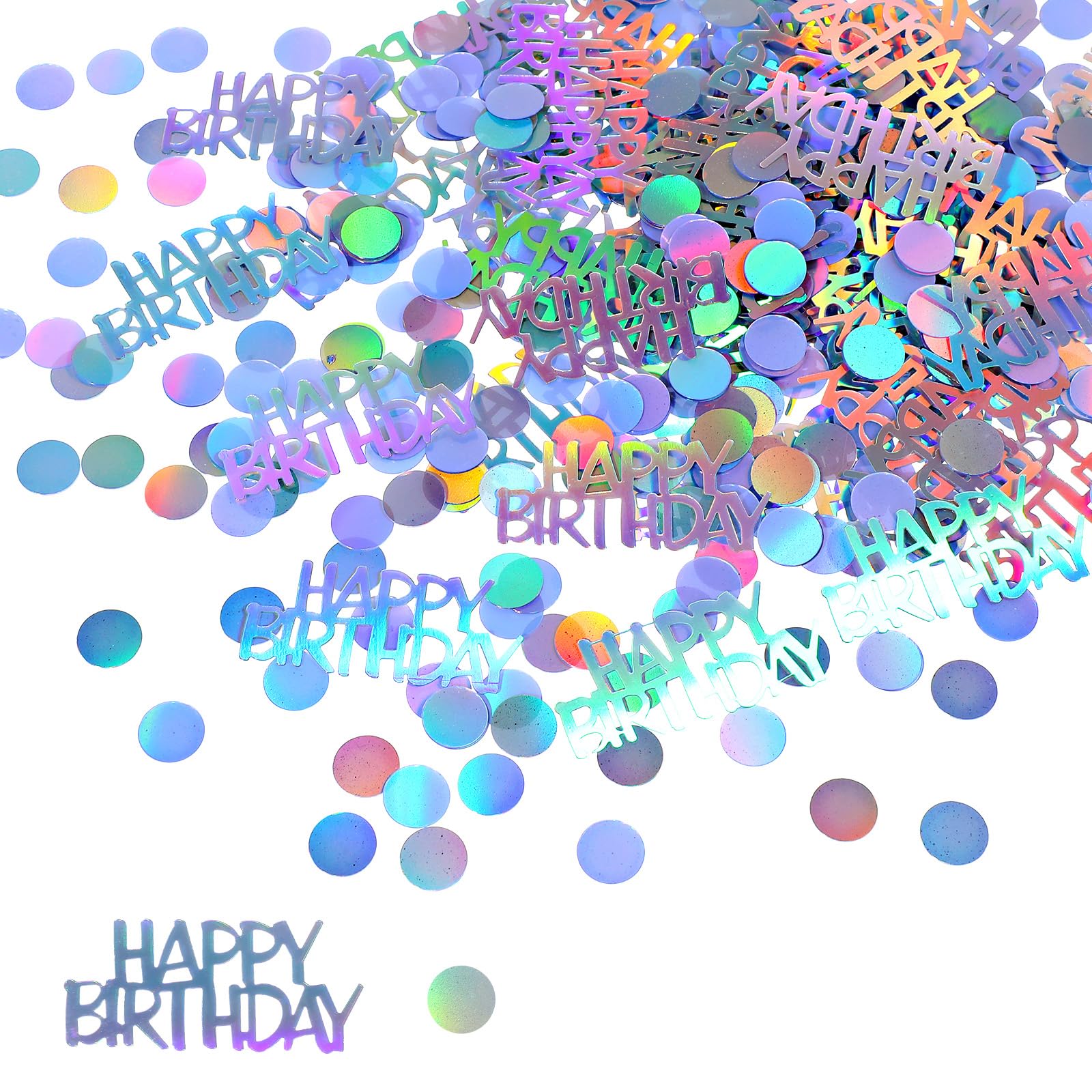 Iridescent Happy Birthday Confetti, Glitter Birthday Cake Table Decorations Metallic Foil Balloon Table Scatter Decor for Disco Themed, Baby Shower(