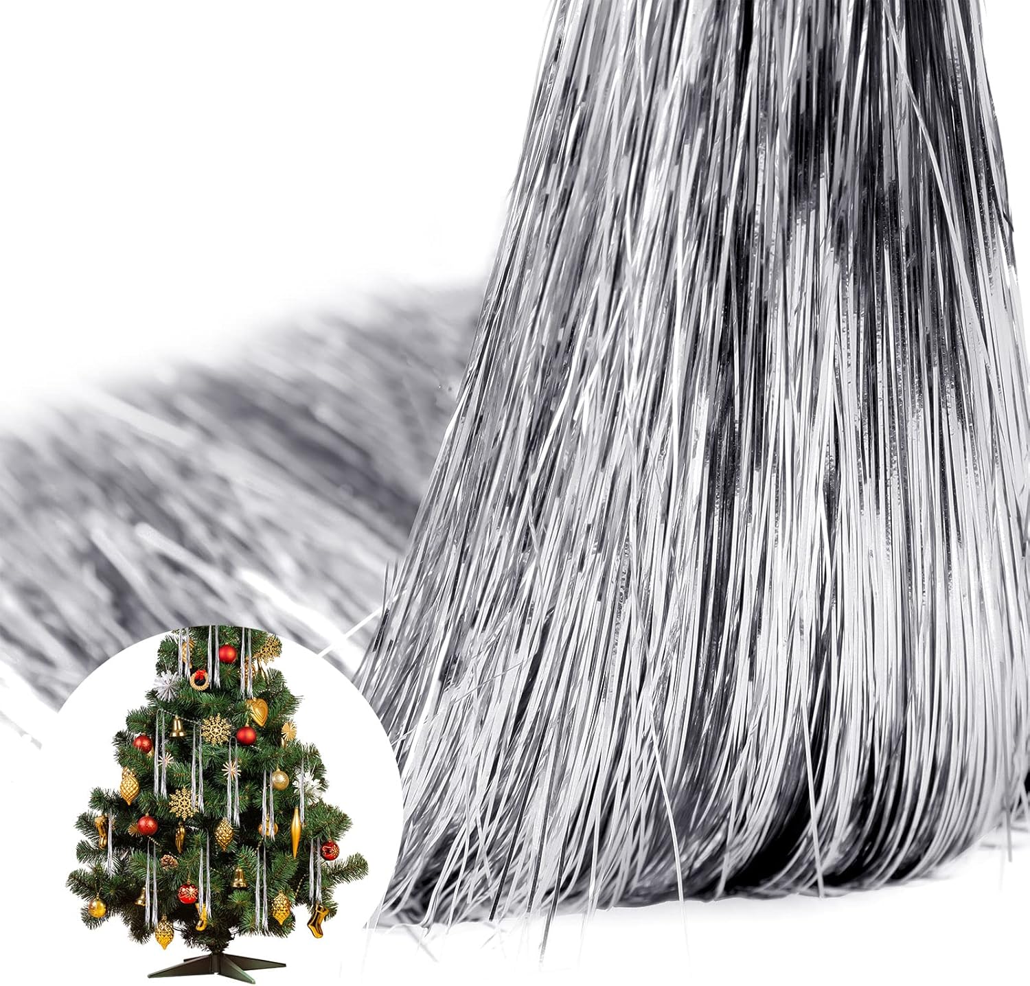 3000 Strands Christmas Tree Decorations Tinsel Garland