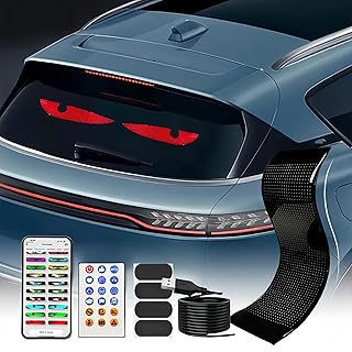 Dynamic Big Devil Eyes Light for Cars, (4.5 in×20 in Colorful Eye Lamp Programmable Flexible Ultra Thin Window Screen LED Display for Car, Animated Car Eye Matrix LED Screen for Windshield