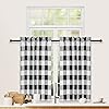 Buffalo Check Kitchen Tier Curtains - White & Gray Plaid 26x30 Inch Cafe Window Curtains