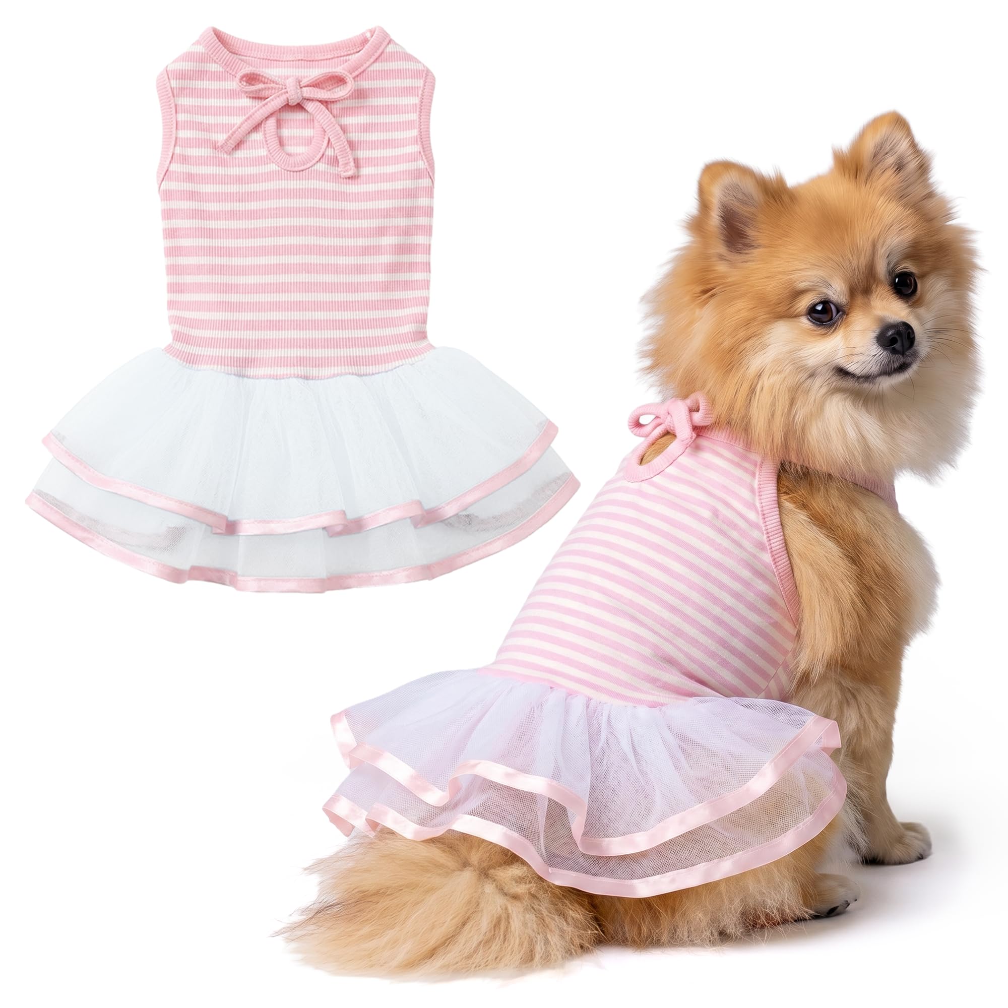 Parisian Pet Ballerina Dog Dress - Elegant Summer Clothes for Medium Dogs Girl - Stylish Pink Dog Outfit - Lightweight and Soft Puppy Clothes - Formal Pet Apparel - Designer Dresses for Dogs — image 1