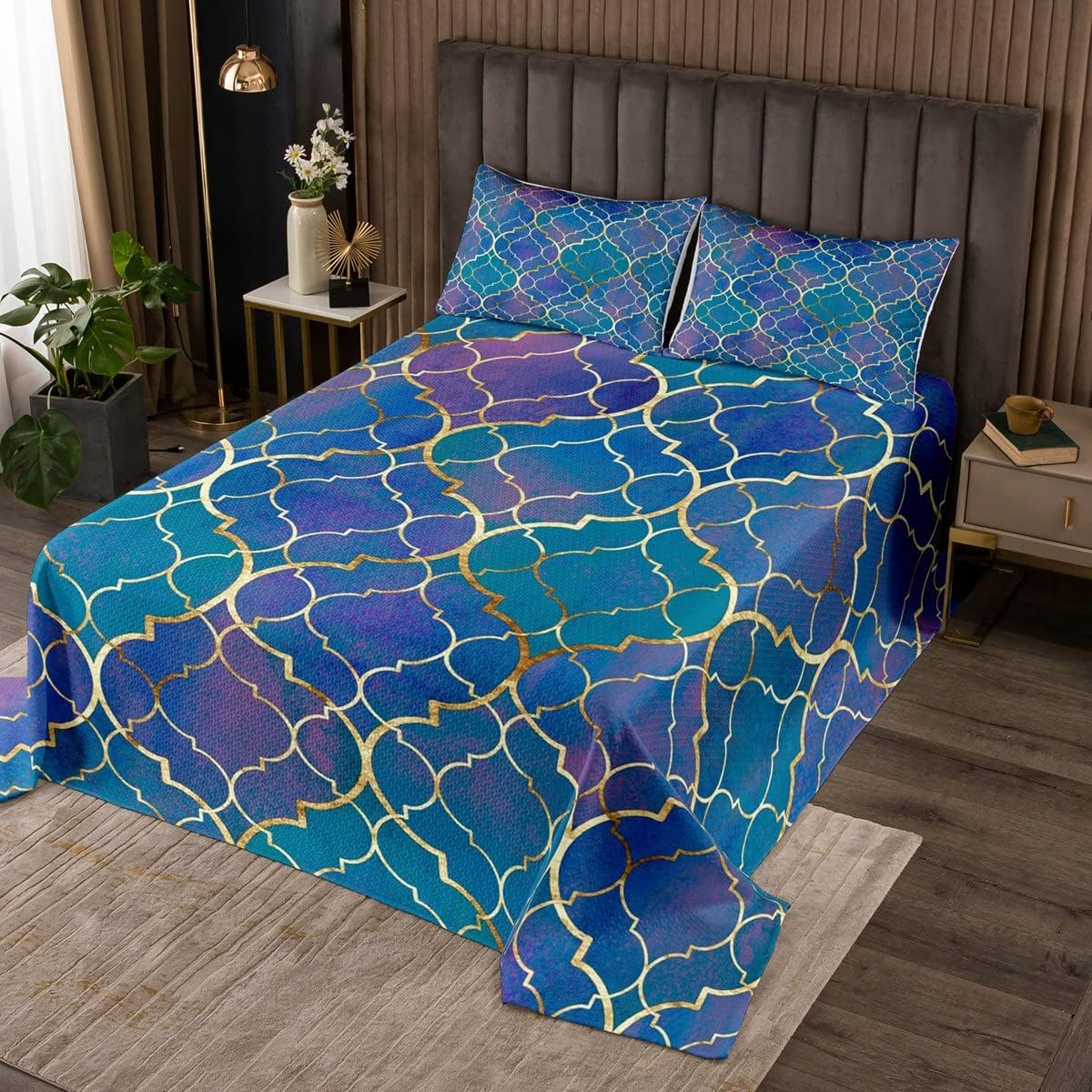 Feelyou Purple Geometry Bedspread Modern Abstract Art