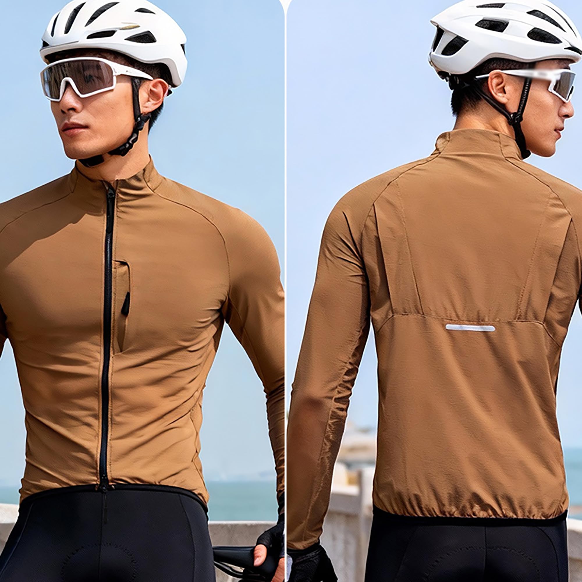 Chaqueta de Ciclismo para Hombre, Chaqueta Cortavientos Con Doble Cremallera, Ropa de ciclismo con protector solar para golf, ciclismo, senderismo, correr al aire libre