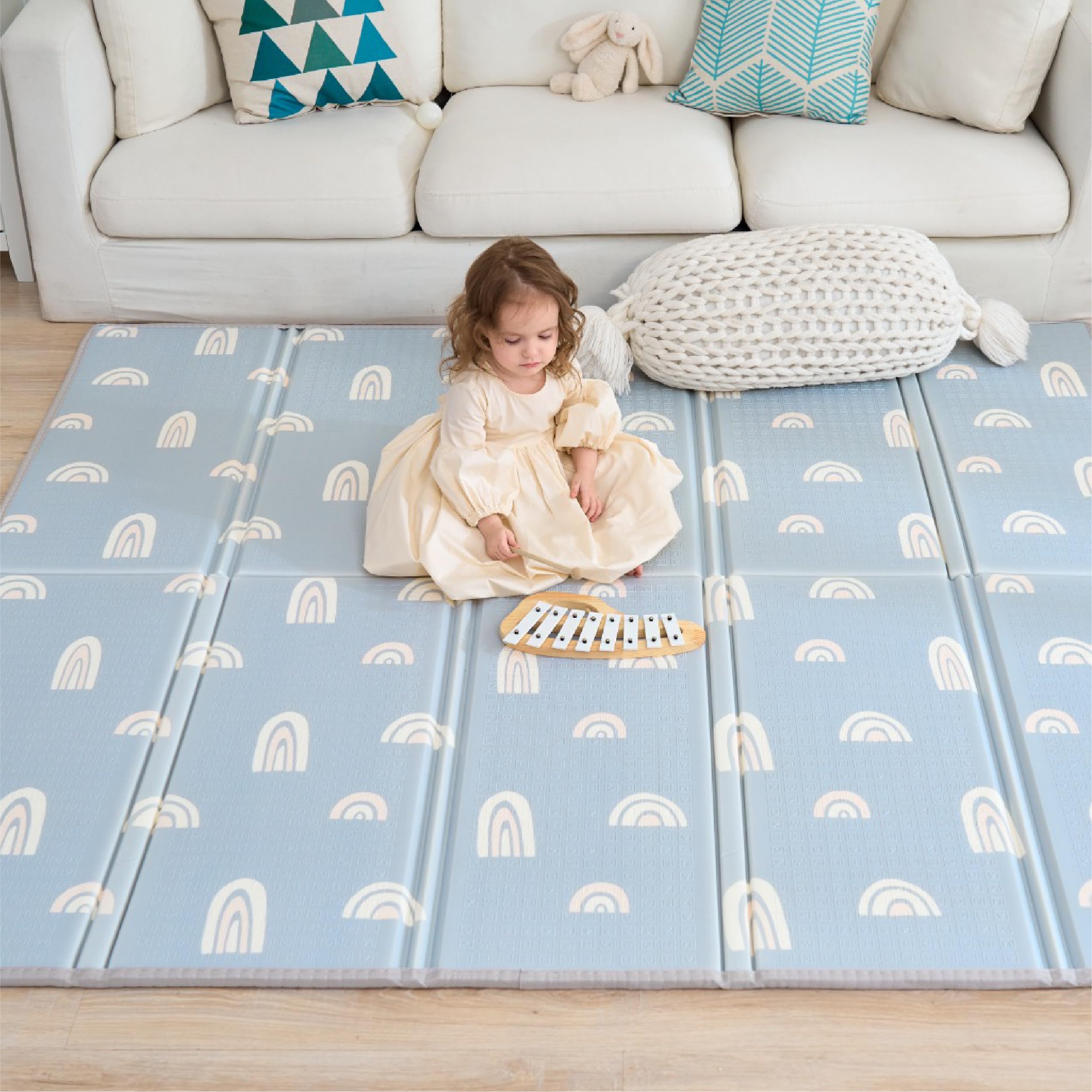 SUPERBE BEBE Tappeto Per Bambini e Neonati 180x200x1.5cm Reversibile e Non Tossico, Pieghevole e Impermeabile in Schiuma Per Bimbi. Per la Camera del Bambino o della Bambina. Grande Formato