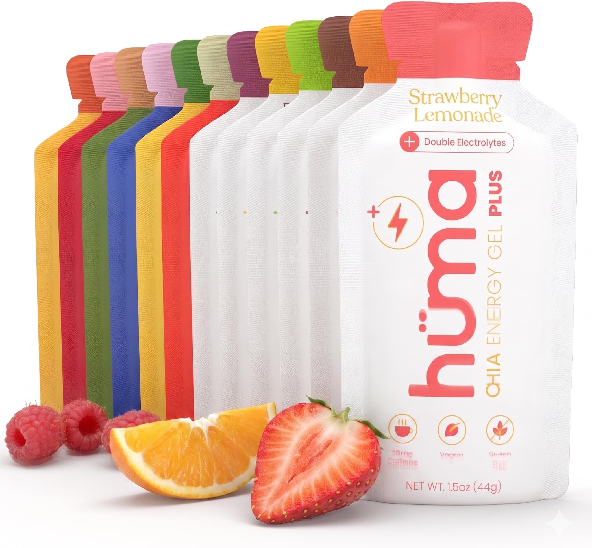(12 Gels, Double Variety - PLUS & Standard) - Huma PLUS - Chia Energy Gel, Variety, 4 PLUS and 8 Standard Gels - Premier Sports Nutrition for Endurance Exercise