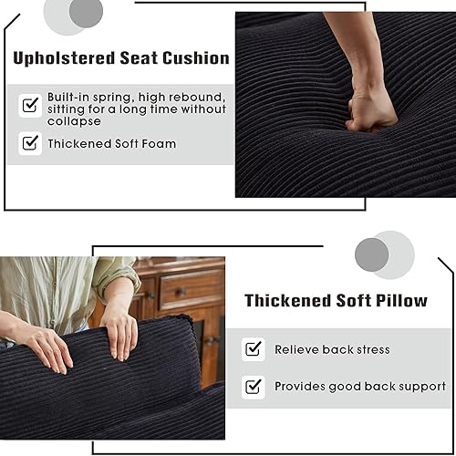 Miniatura 6 de Chaise Longue moderno para interiores, sofá modular de gran tamaño de 85.8 pulgadas con asiento profundo, sofá biplaza de pana convertible con