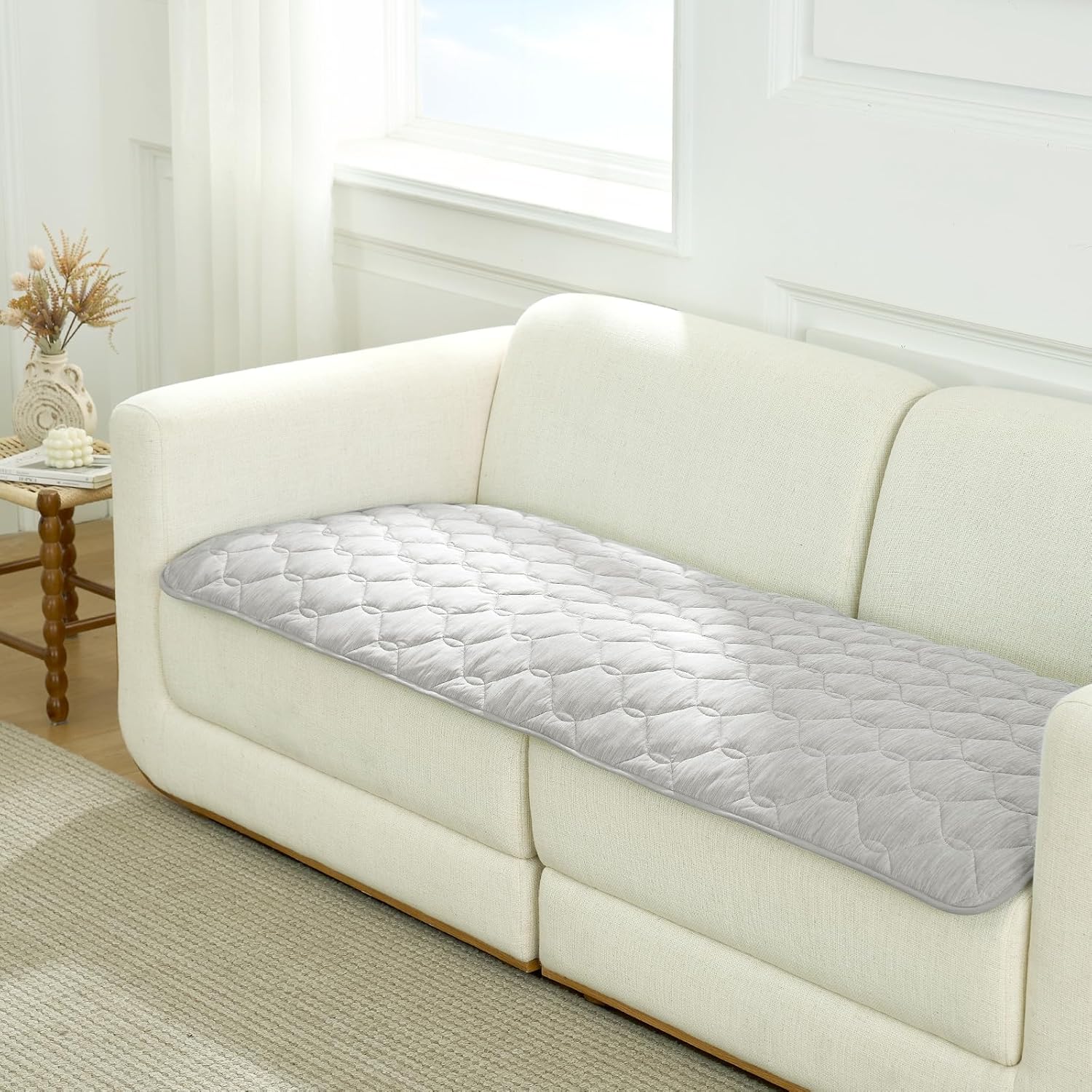 COZY KISS Cooling Couch Cover for Dog Washable, Q-Max > 0.4 Summer Cool Sofa Pad for Car Seat Protector, Liquid Pee Proof Cat Mat, Pet Pad for All Seasons, 27.5x71 inch, Grey