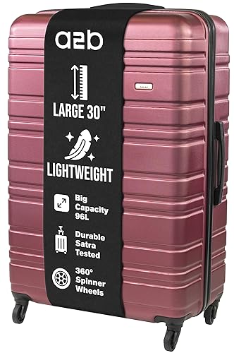 A2B 30-Inch Checked Luggage – Hardshell Suitcase with 4 Spinner Wheels, Lightweight Travel Bag, 360 Degree Smooth Movement, Large Capacity | Plum, Purple Colour (Plum, Large) - Plum - L
