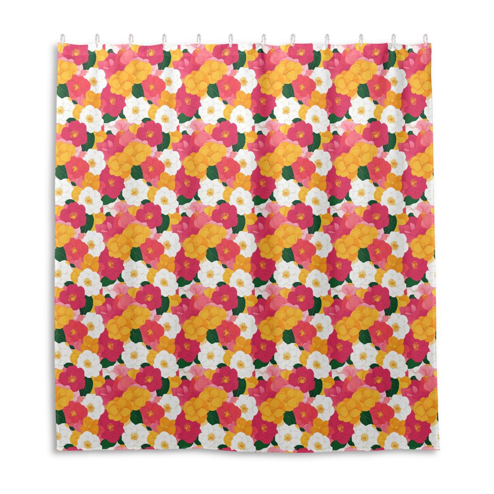 Rideau de douche imperméable fleurs printanières 168x183 cm pour salle de bain