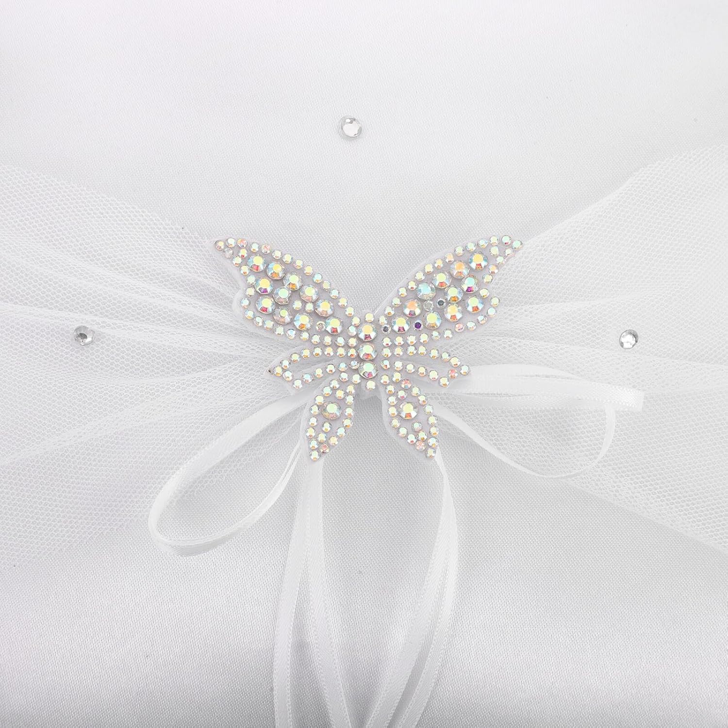 VICASKY Rhinestone Bow Ring Bearer Pillow Satin Wedding Ring Pillow Cushion Bridal Flower Girl Engagement Ceremony Decor