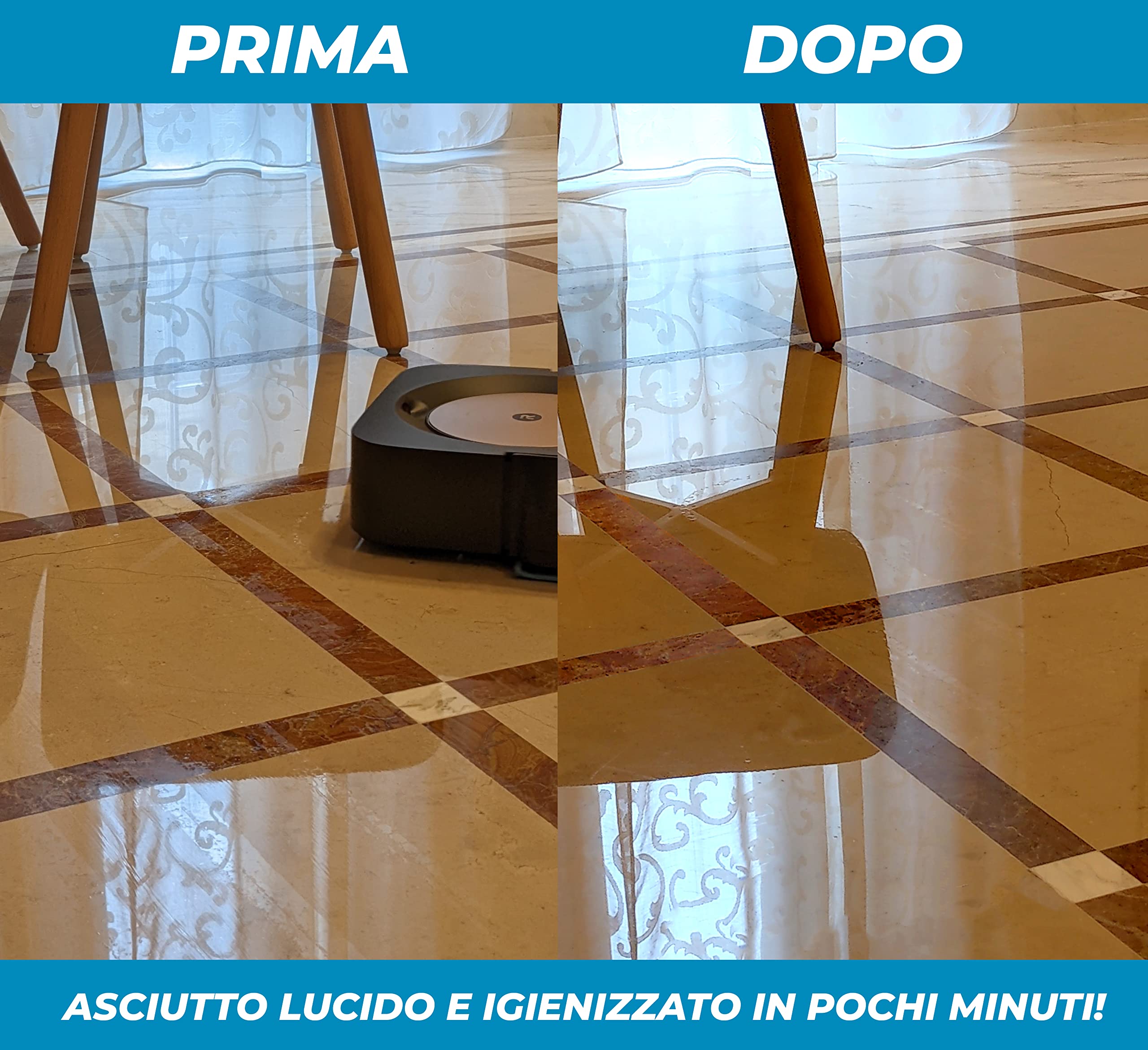 Roboclean (3 bottiglie da 1l +1 Essenza per Tessuti e ambienti da 250 ml) - Detergente per robot pulitore, per pavimenti, detergente concentrato lavapavimenti con igienizzante