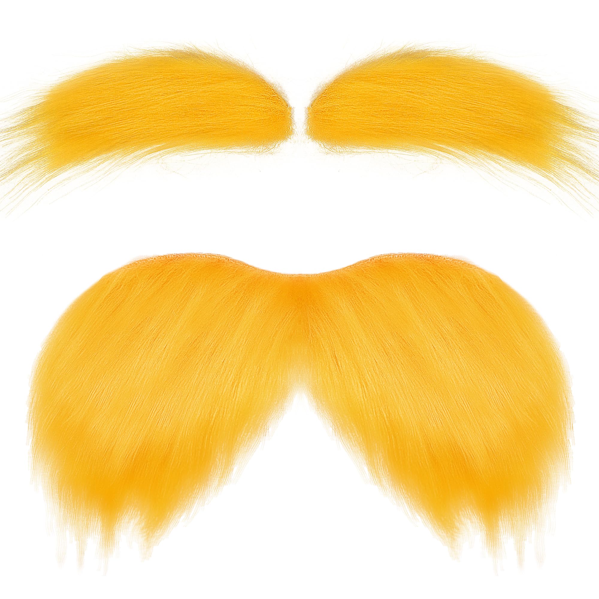 Yellow Mustache and Eyebrows Cosplay Costume Accessories, Mustache Self Adhesive, Stick On Beard Costume, Halloween Party Beard for Men Women