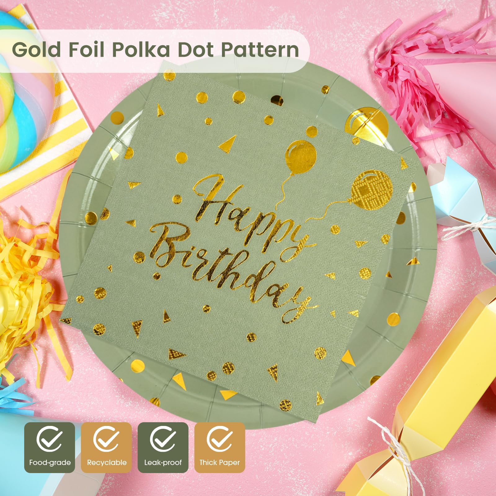 NatNarr Salbeigrüne Pappteller 9 Zoll - 30 Stück Einwegteller Mit Wellenrand