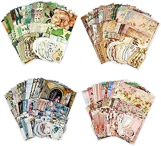 Diuhofart 400Pcs Vintage Scrapbook Supplies Kit for Adults, Scrapbook Paper and Journaling Stickers Scrap Booking Kit for Junk Journal Supplies, Collage, Card Making, DIY Crafts Arts