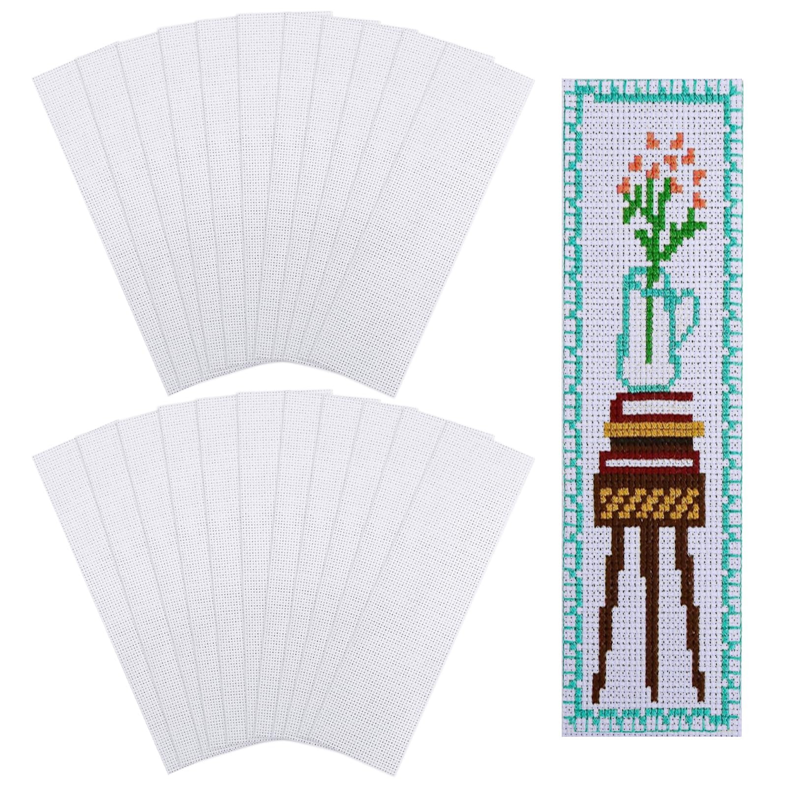 22 Marque-pages Vierges Point De Croix 14CT - Taille 7.87x2.36 Pouces, Coton, Pour Broderie DIY, Création Personnalisée - 9